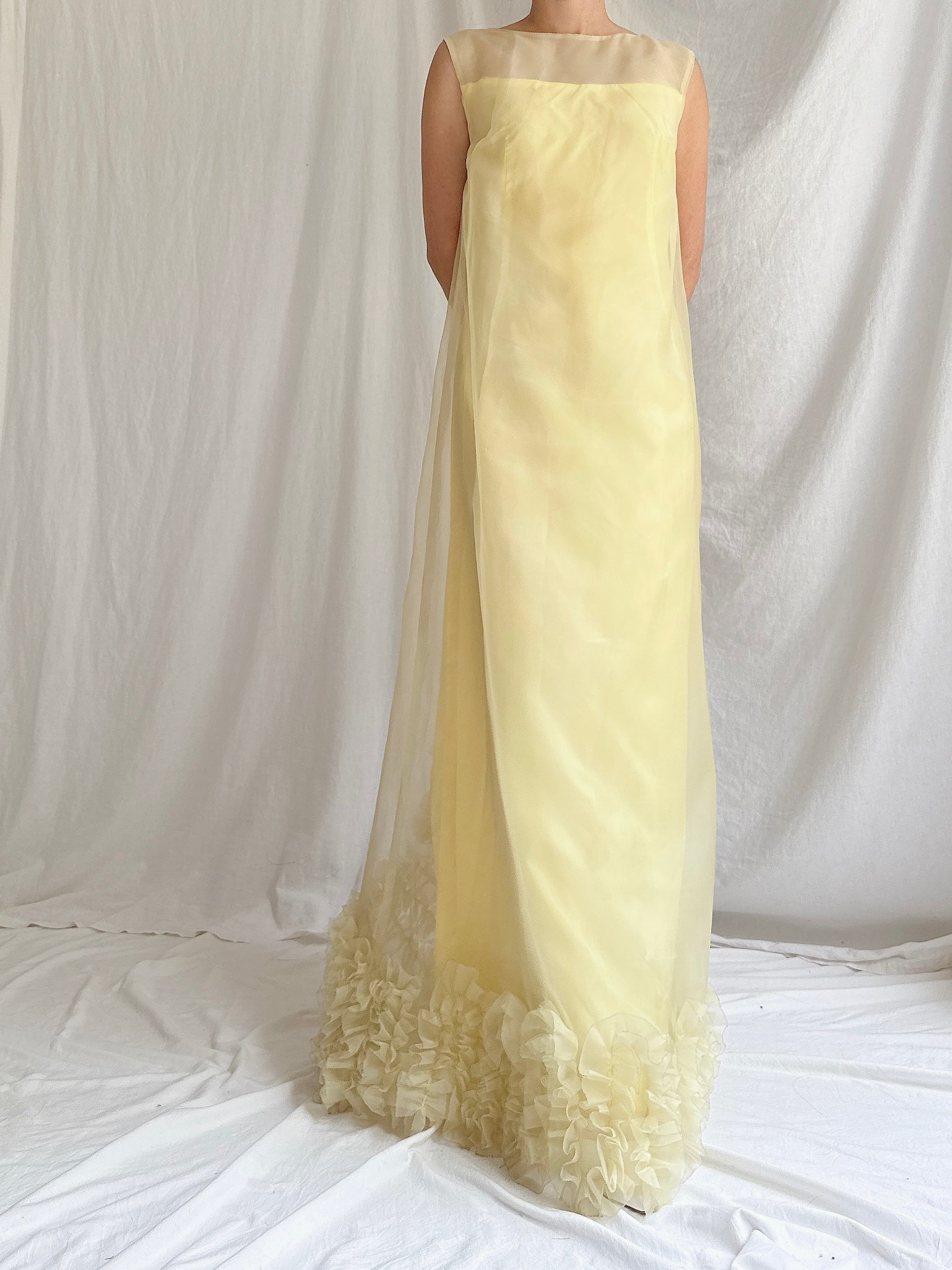 1960s Nylon Ruffle Gown - S
