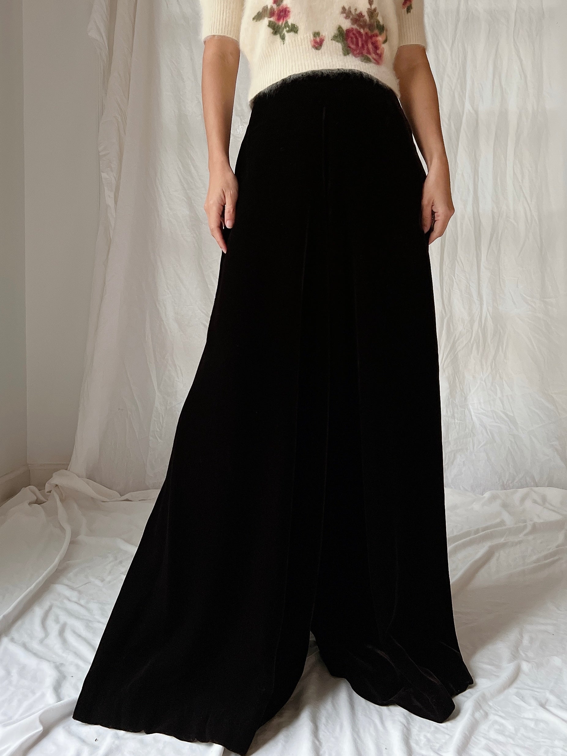Vintage Velvet Palazzo Pants - S