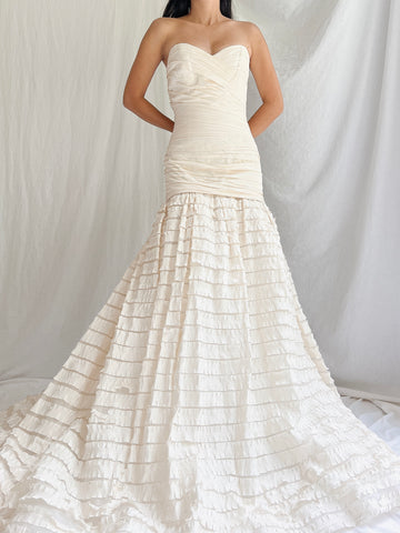 RESERVED Liancarlo Couture Silk Dropped Waist Gown - S/6