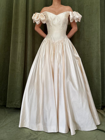 1990s Lazaro Silk Basque Waist Gown - XS