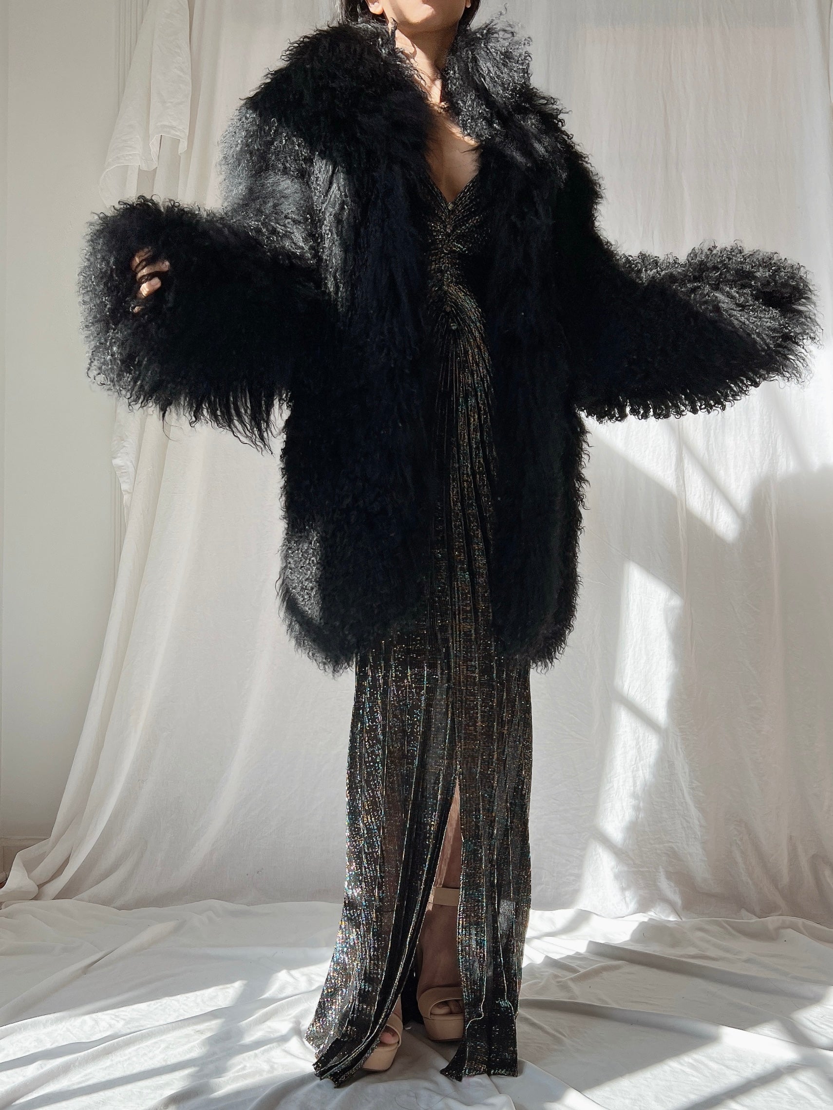 Vintage Black Mongolian Coat - M/L