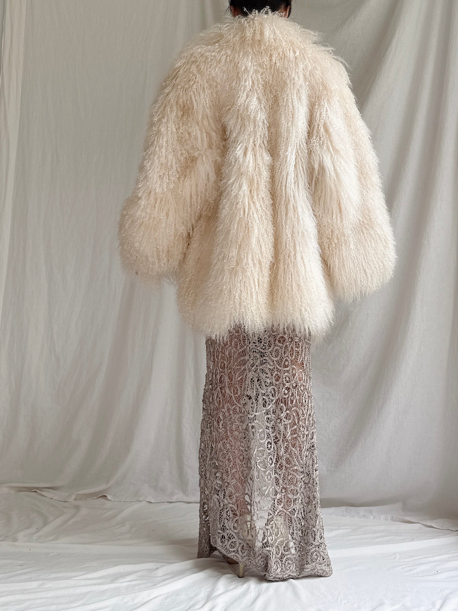 1970s Ivory Sheared Mongolian Lamb Coat - M