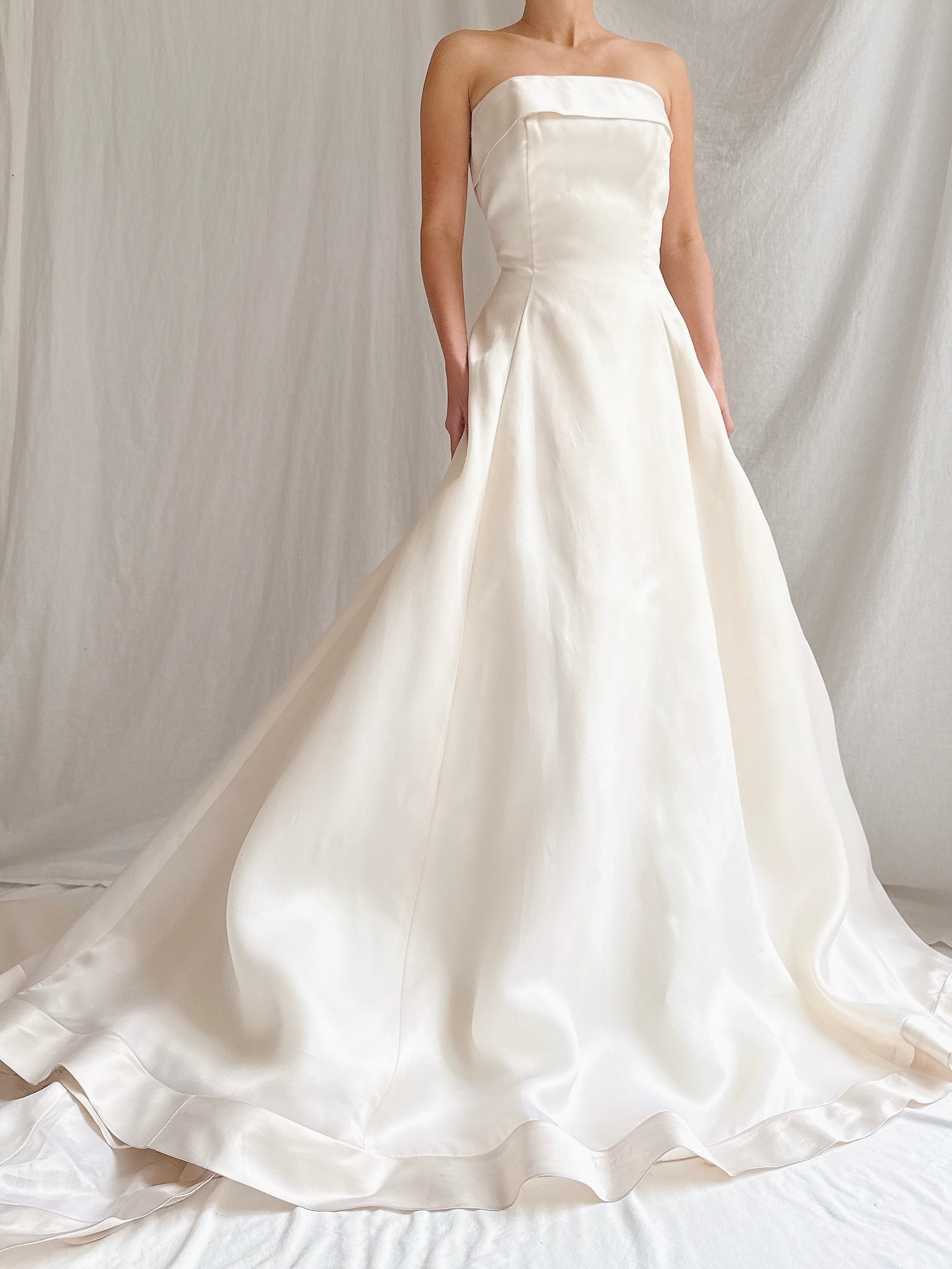 Vintage Silk Organza Strapless Gown