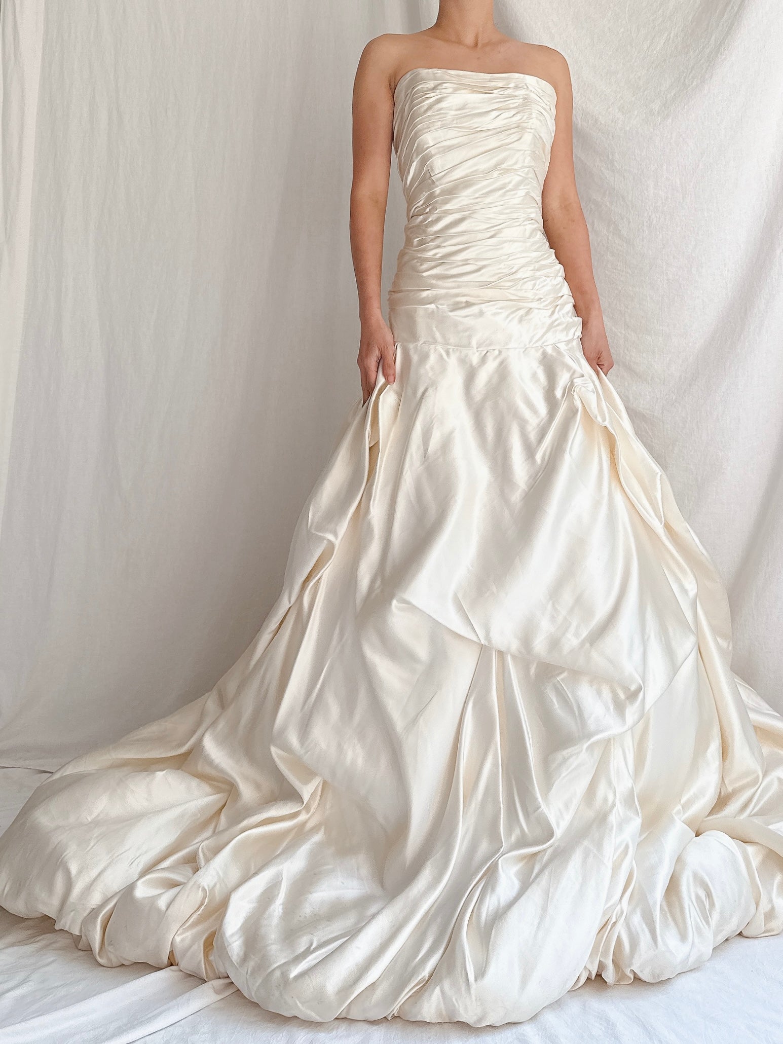 Vintage Ines di Santo Silk Ruched Dropped Waist Gown - M/8/10