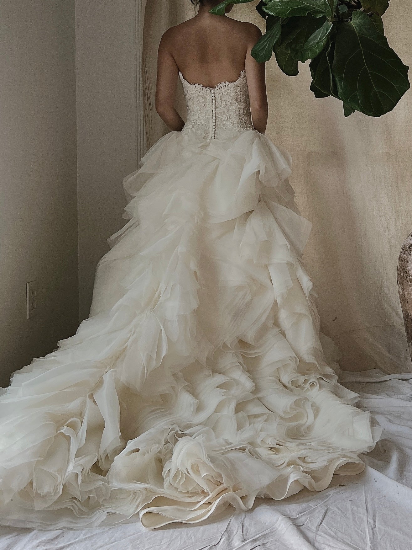 Vintage Organza Alencon Bodice Gown - S/4
