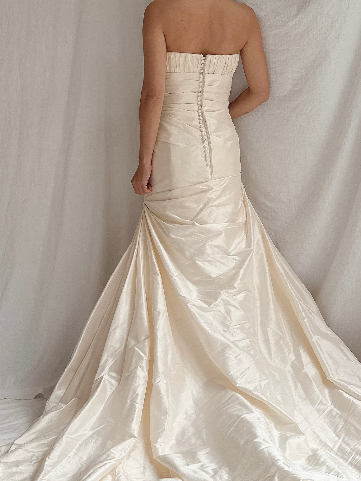 Vintage Pronovias Strapless Silk Gown - M