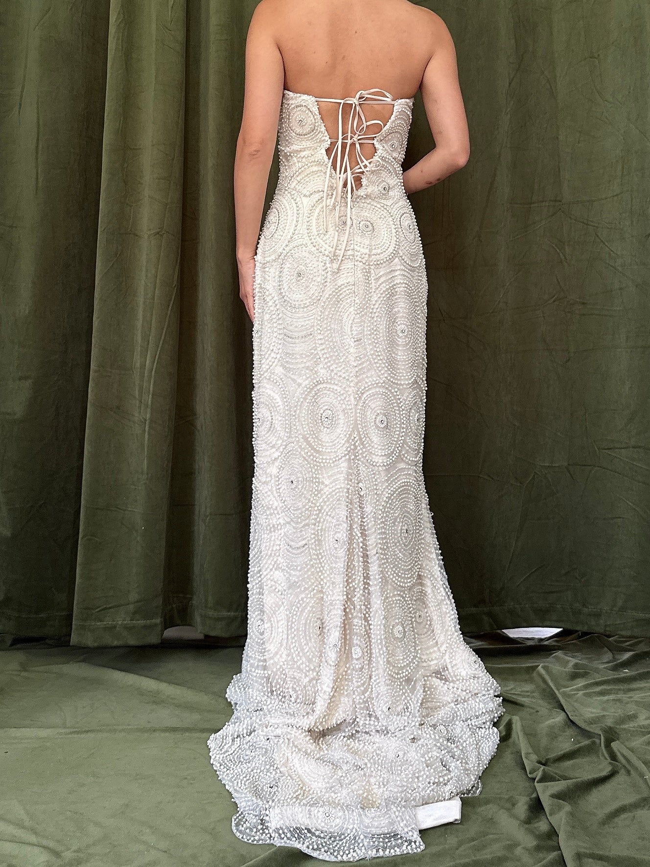 1990s Silk Pearl Beaded Dress - 33B/26W/59L