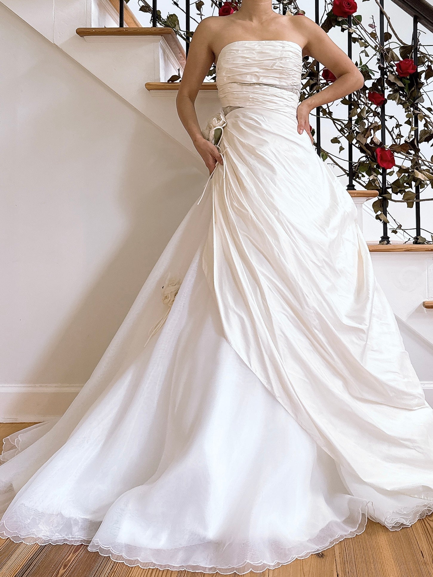 00 Saint Pucci Silk Strapless Draped Gown - M