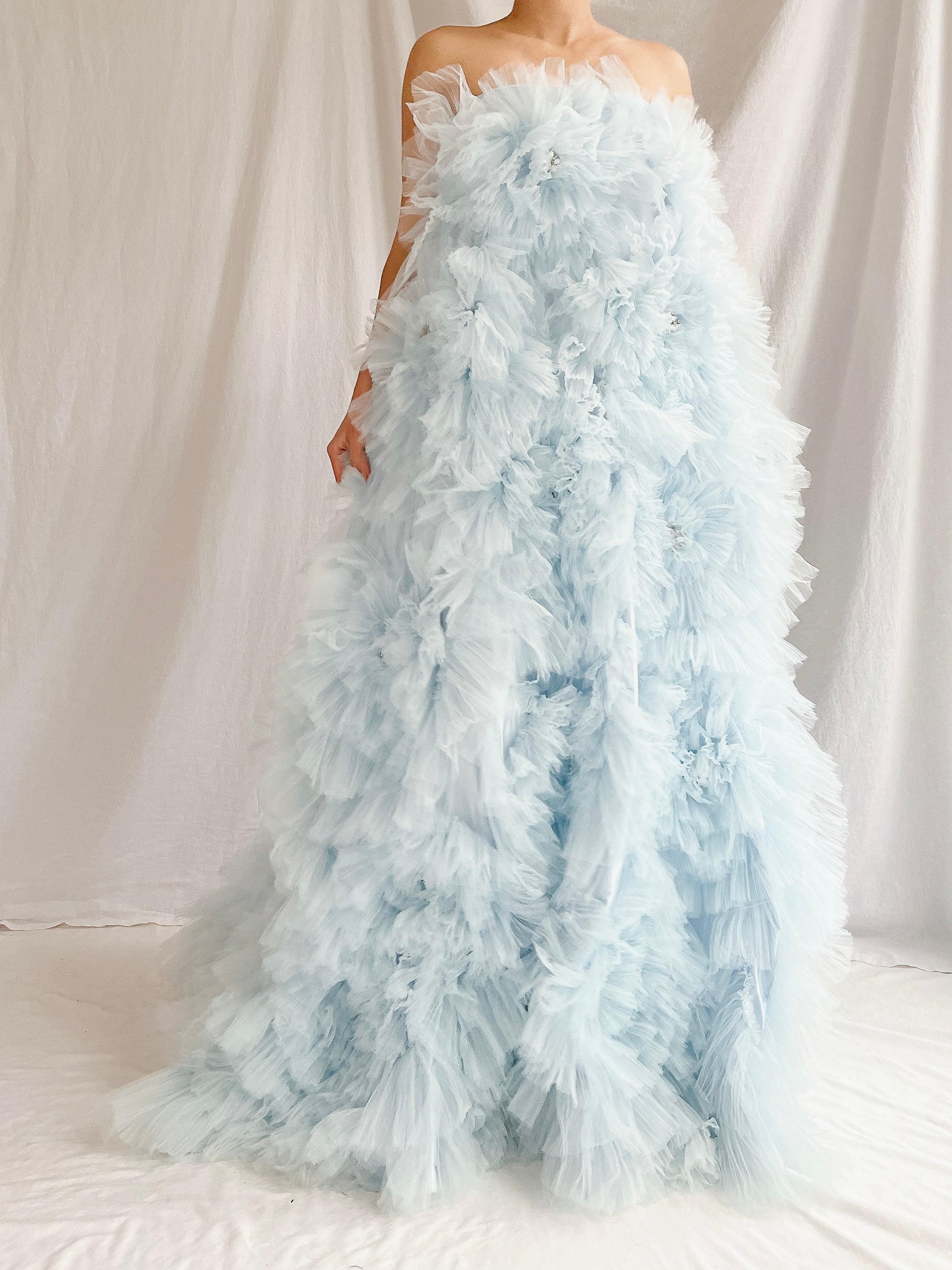 2000s Baby Blue Ruffle Dress/Skirt - XS-S