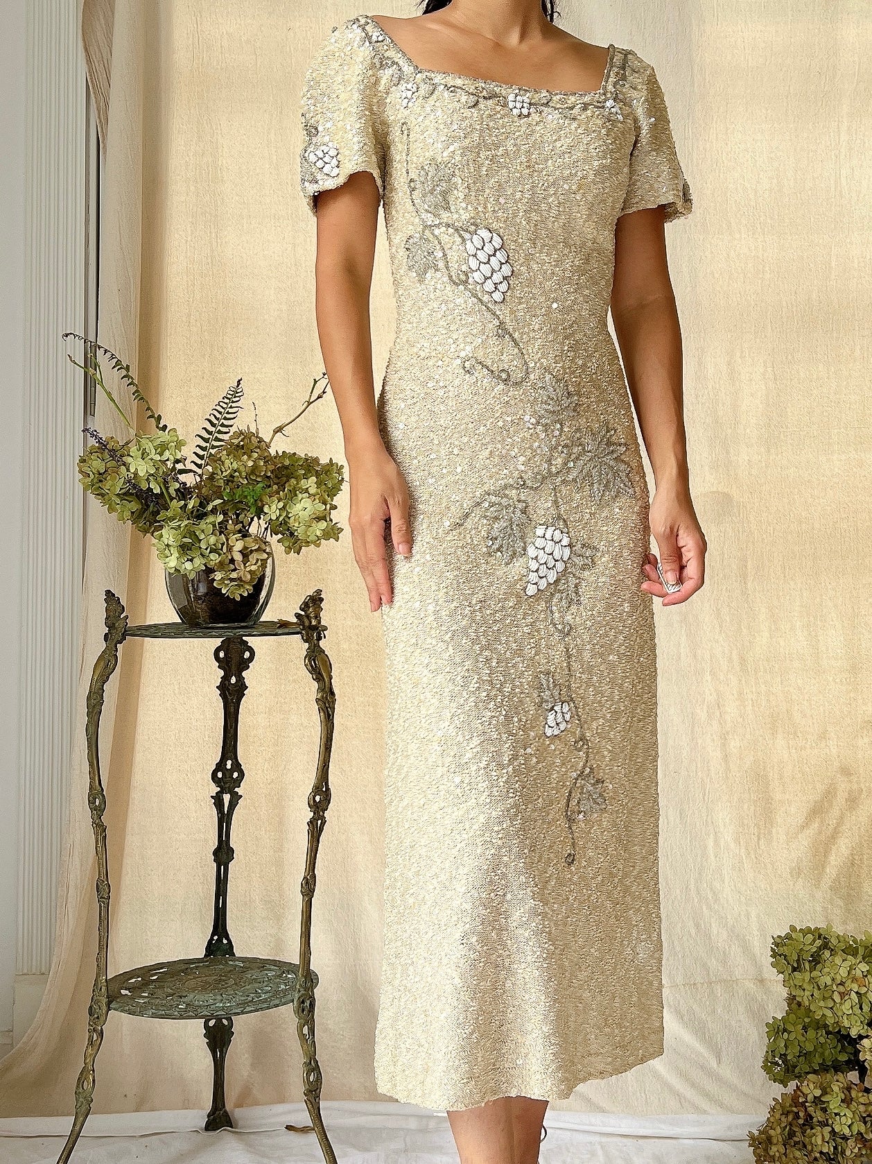 1960s Knitted Beaded Dress - XS