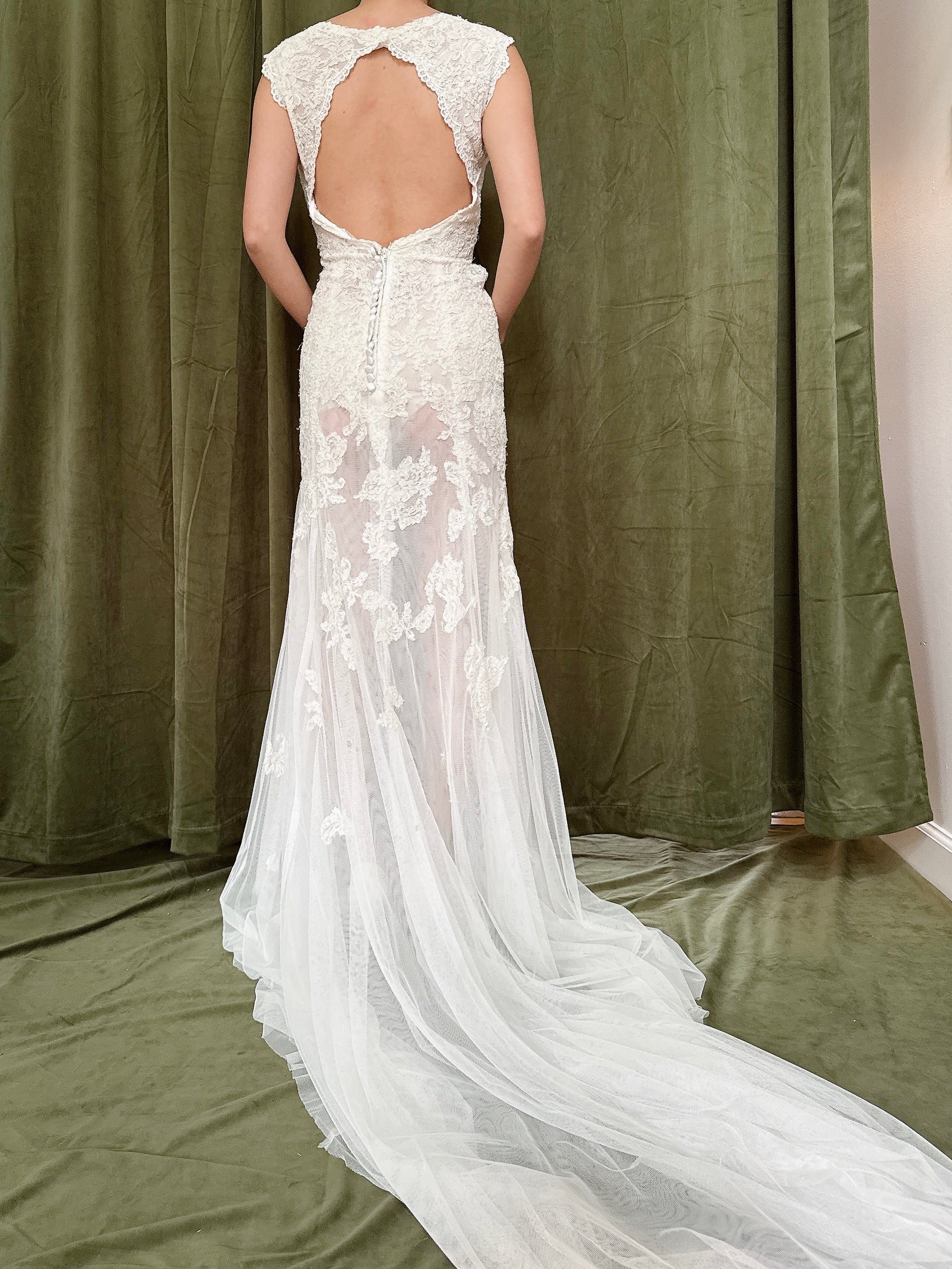Vintage Sheer Lace Dress - S