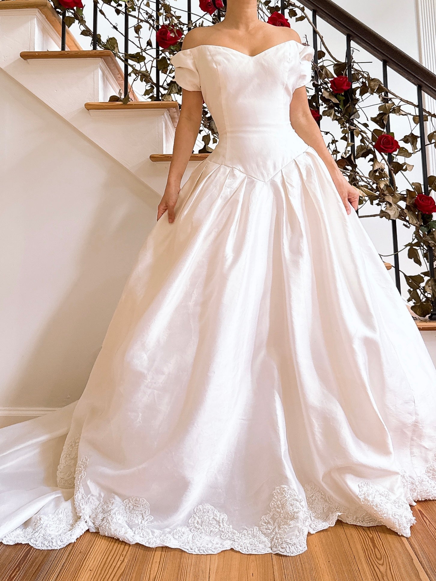 Vintage Cream Raw Silk Gown - M
