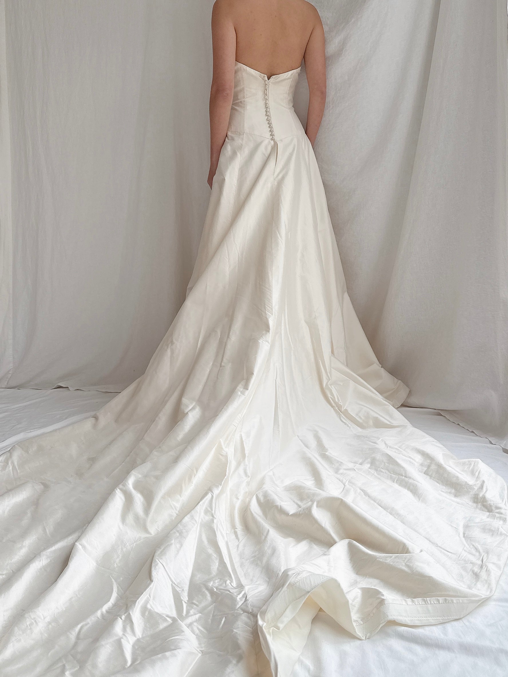 Vintage Silk Dupioni Strapless Gown - S/6