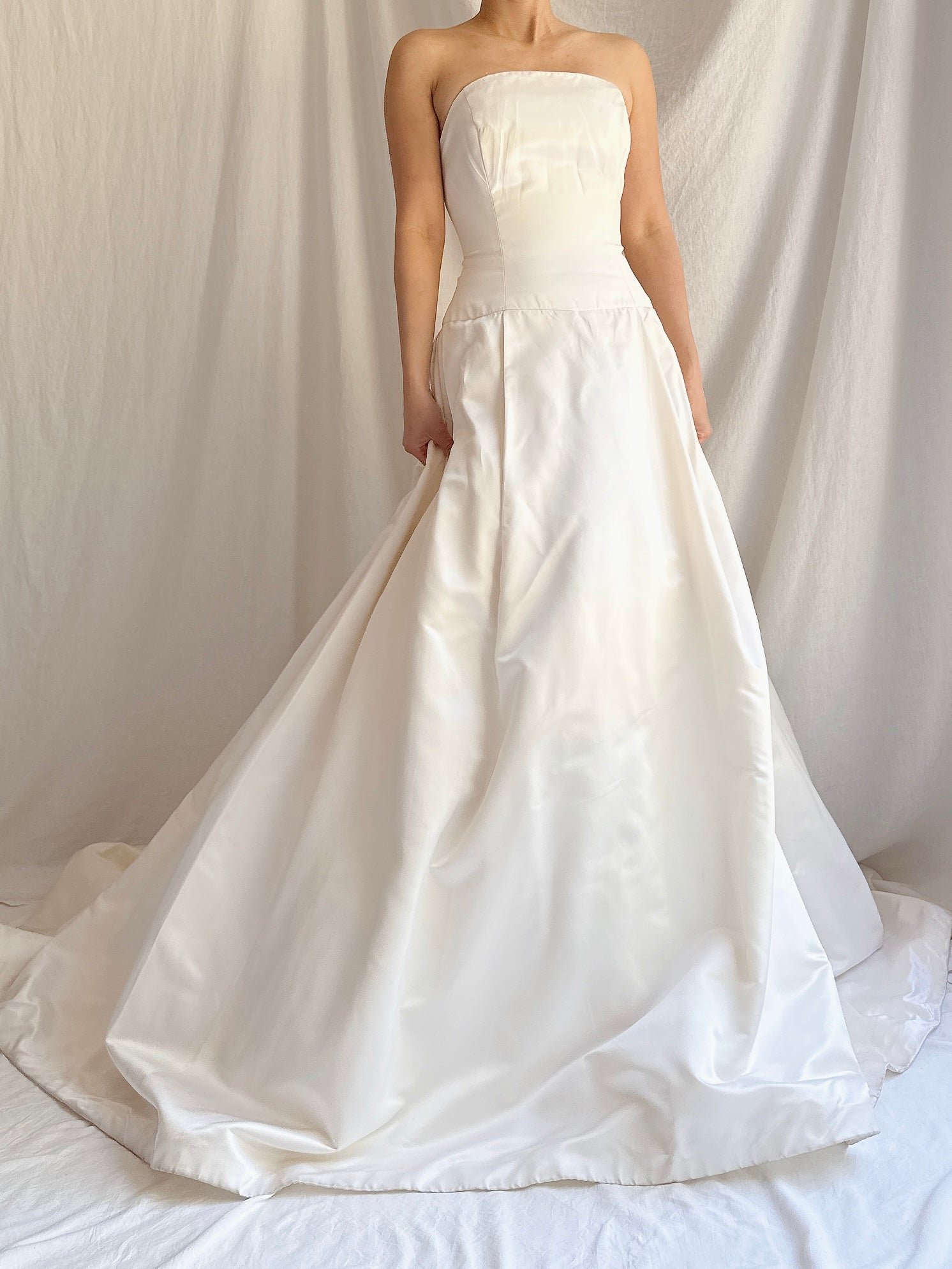 Vintage Silk/Rayon Satin Dropped Waist Gown - S