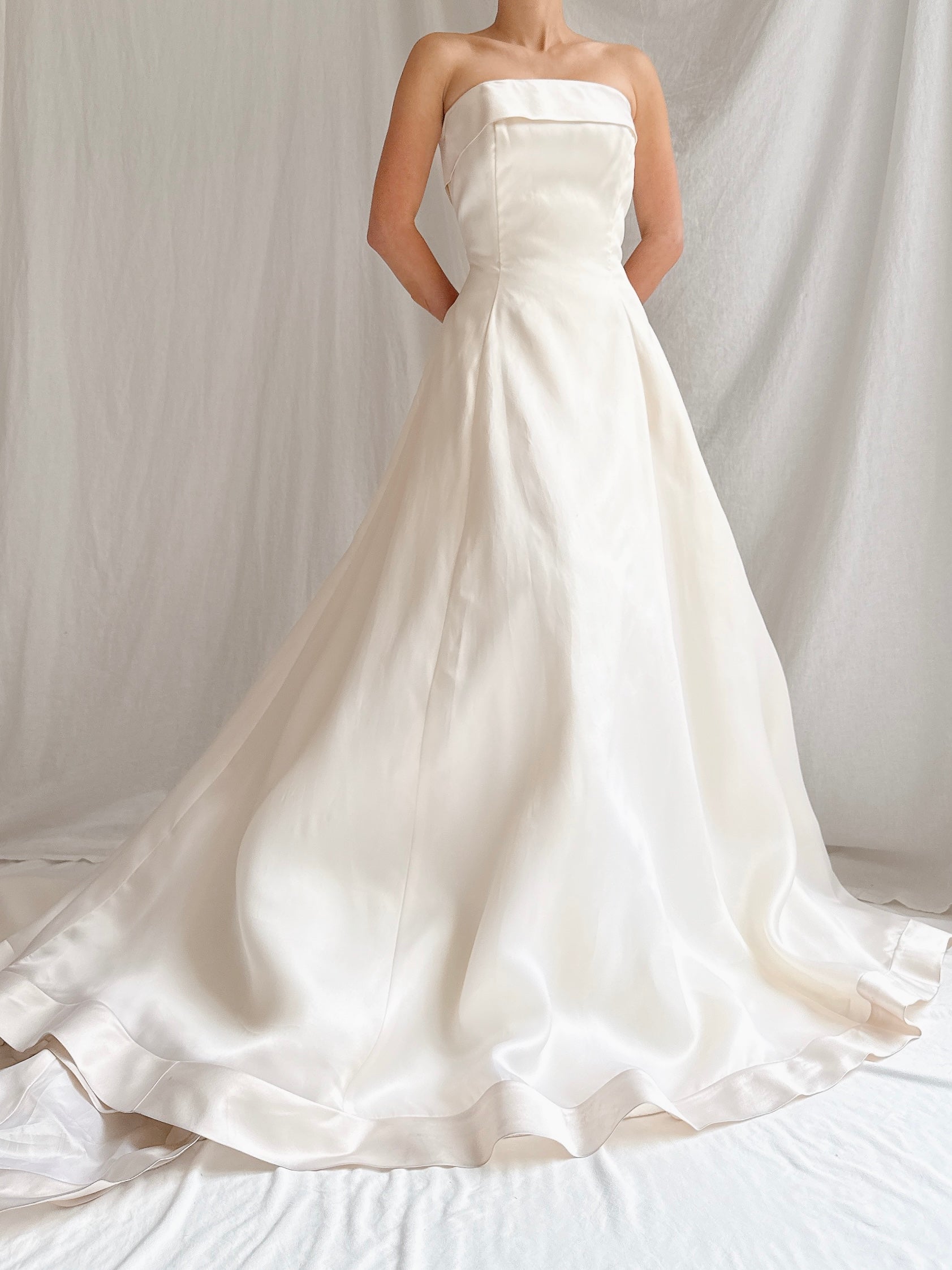 Vintage Silk Organza Strapless Gown