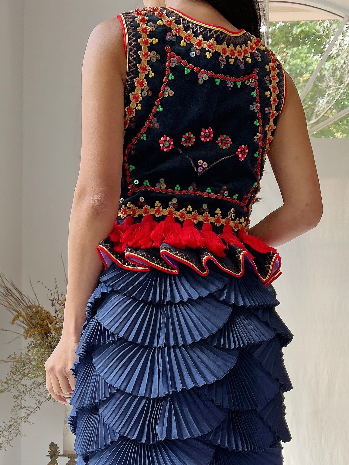 Vintage Polish Beaded Tassel Corset - S/M
