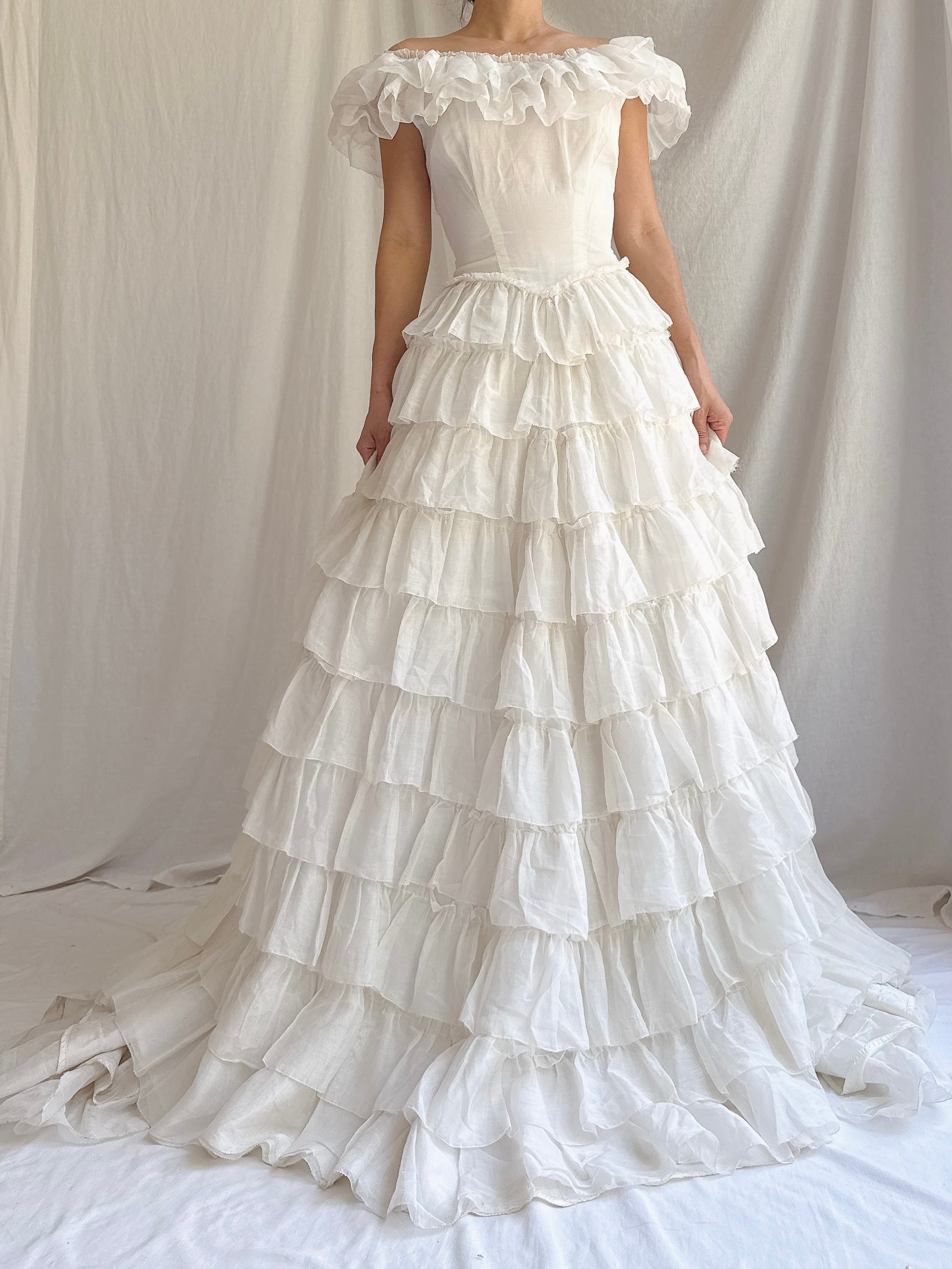 1950s Organdy Tiered Dress - XS
