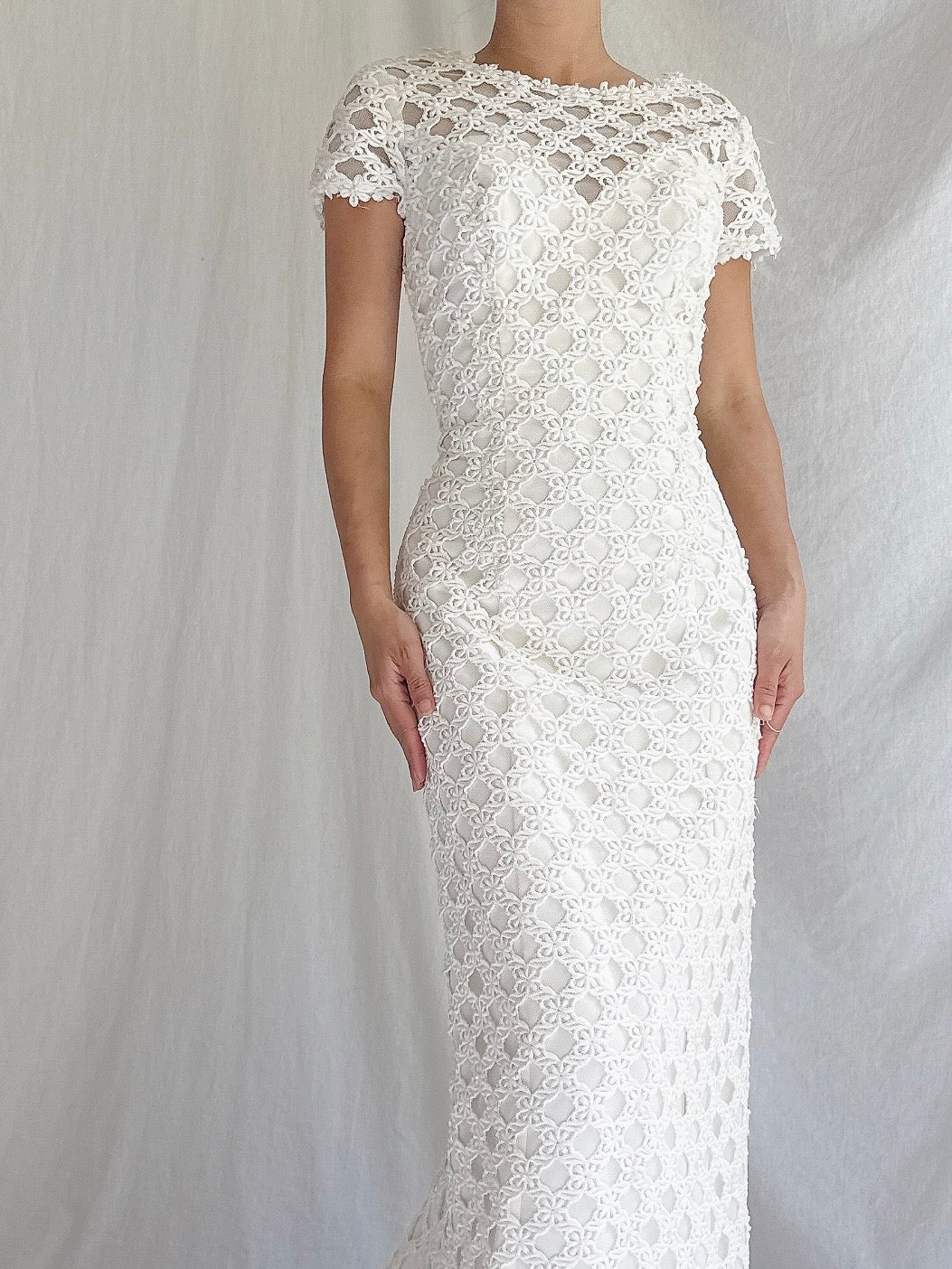 Vintage Lace Cutout Embroidered Gown - S
