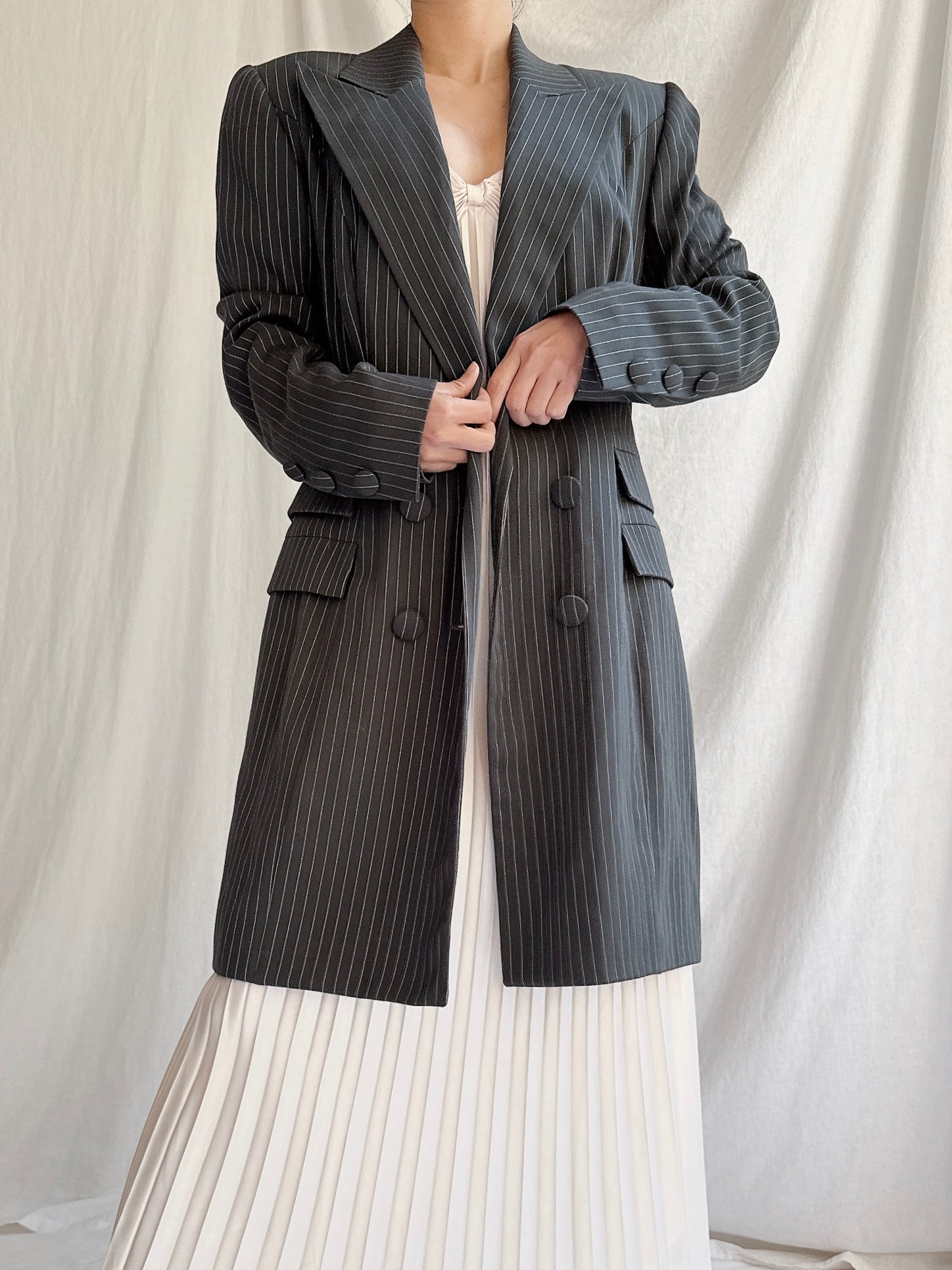 Vintage French Wool Striped Jacket - S/M