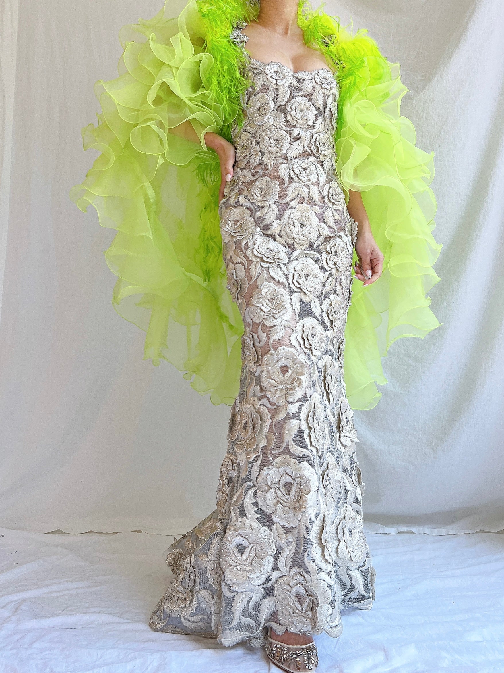Vintage Feather Ruffle Shawl - OSFA