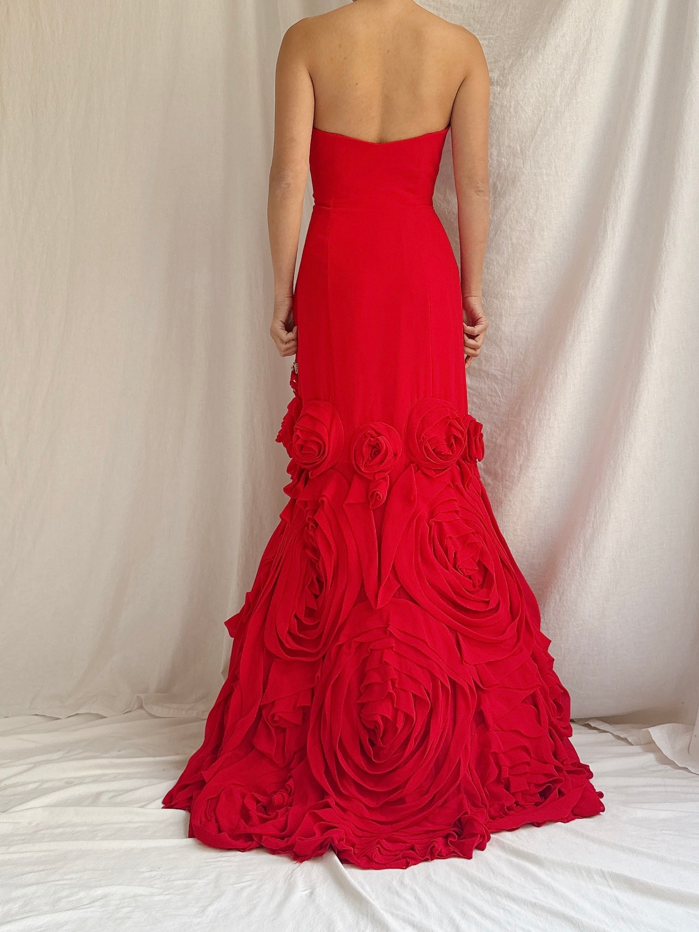 Vintage Red Chiffon Dress - S/4