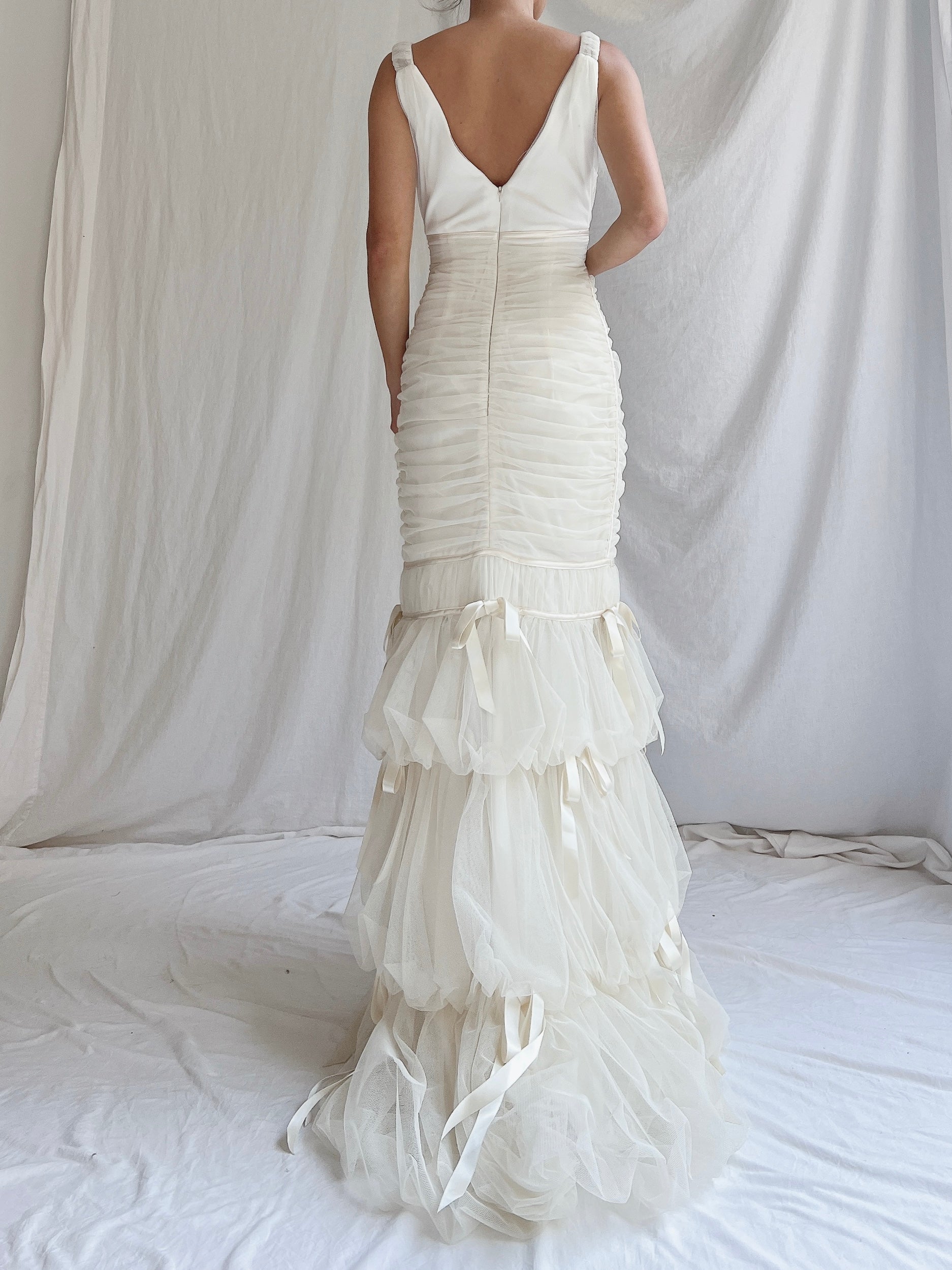Vintage Jessica McClintock Tulle Ribbon Gown - S