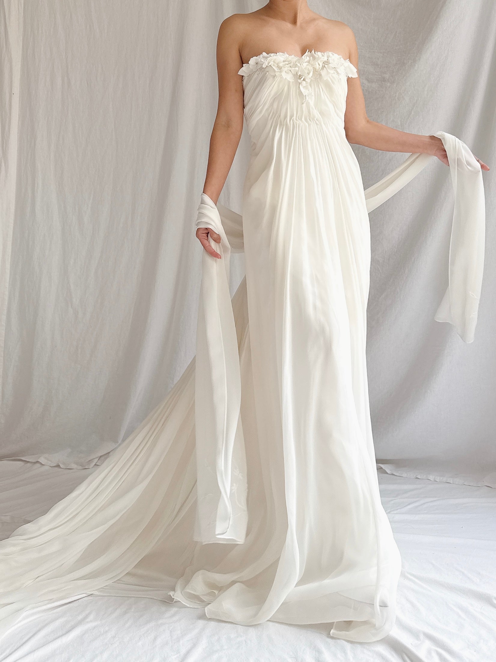 1990s Maggie Sotero Couture Chiffon Gown - XS-S