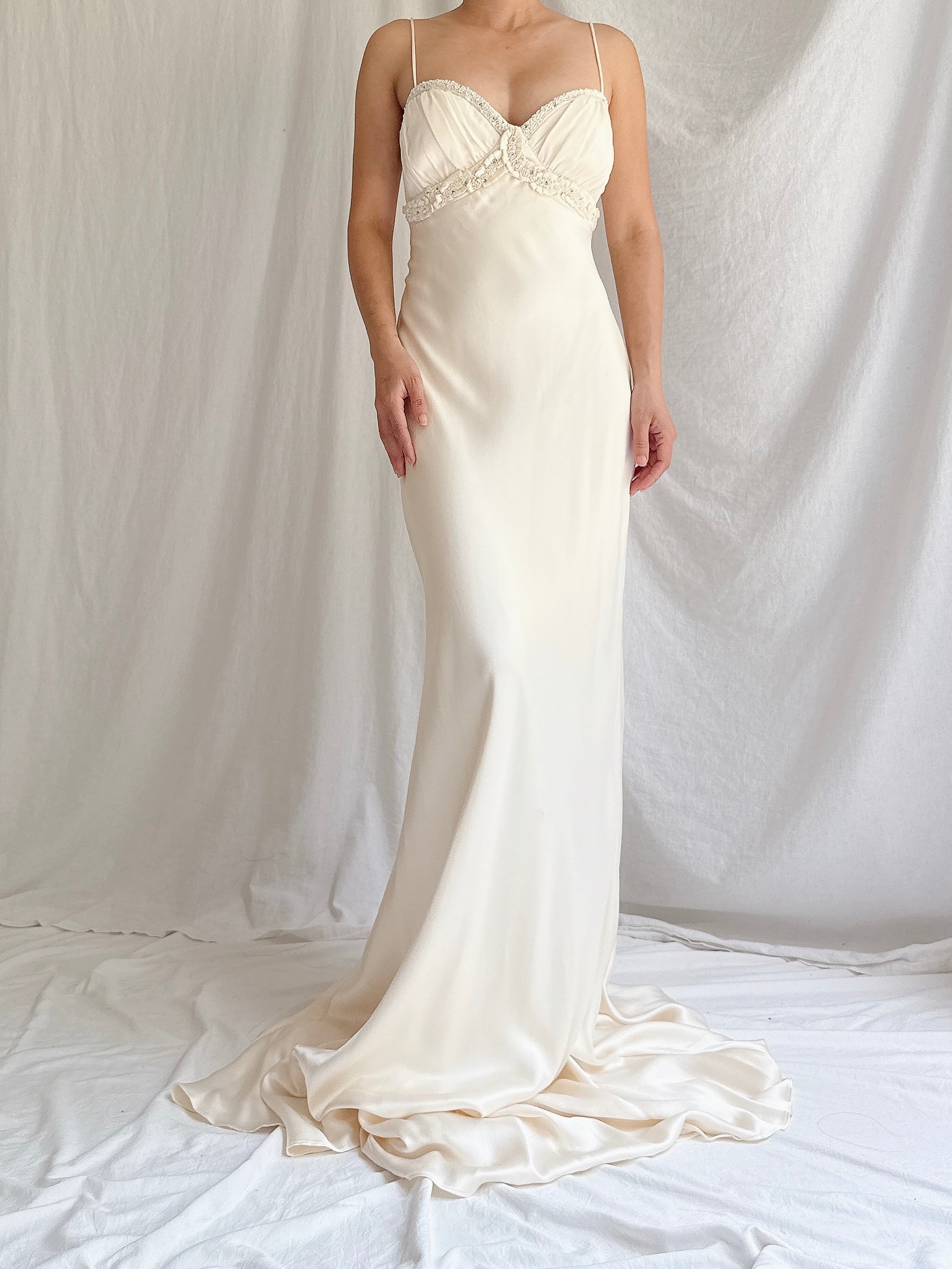 Vintage Silk Charmeuse Gown - XS/2-4
