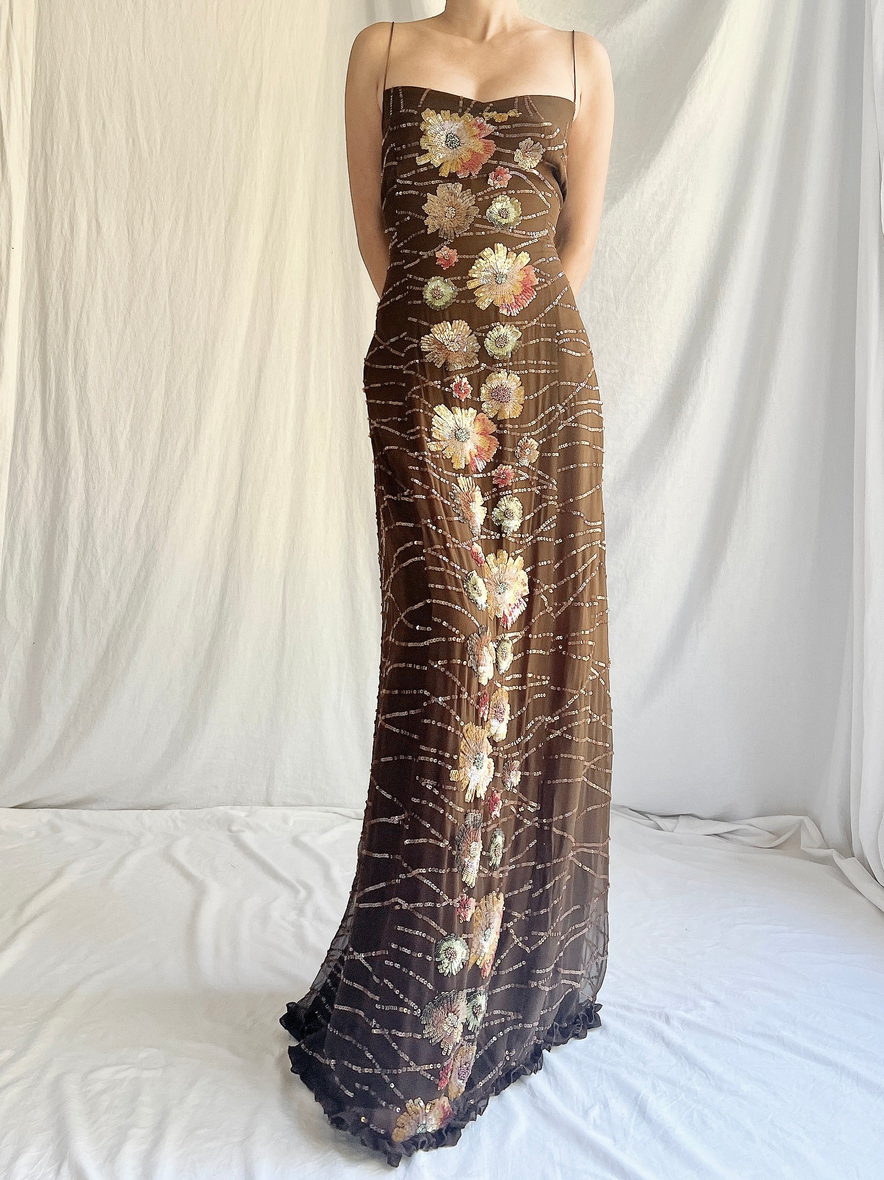 Vintage Bellville Sassoon Silk Beaded Gown - M/L
