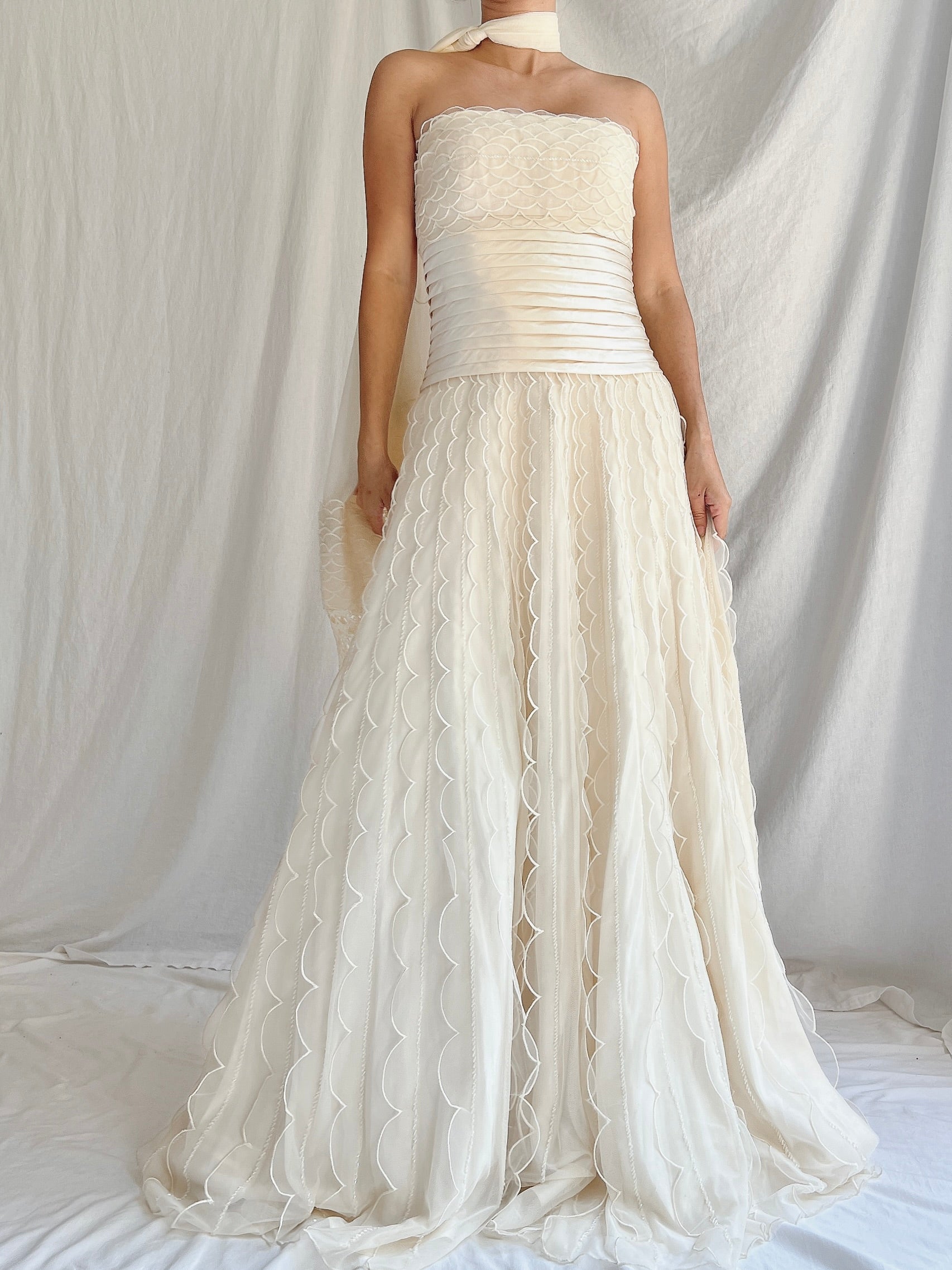Vintage Organza Dress with Scarf - S/4/6