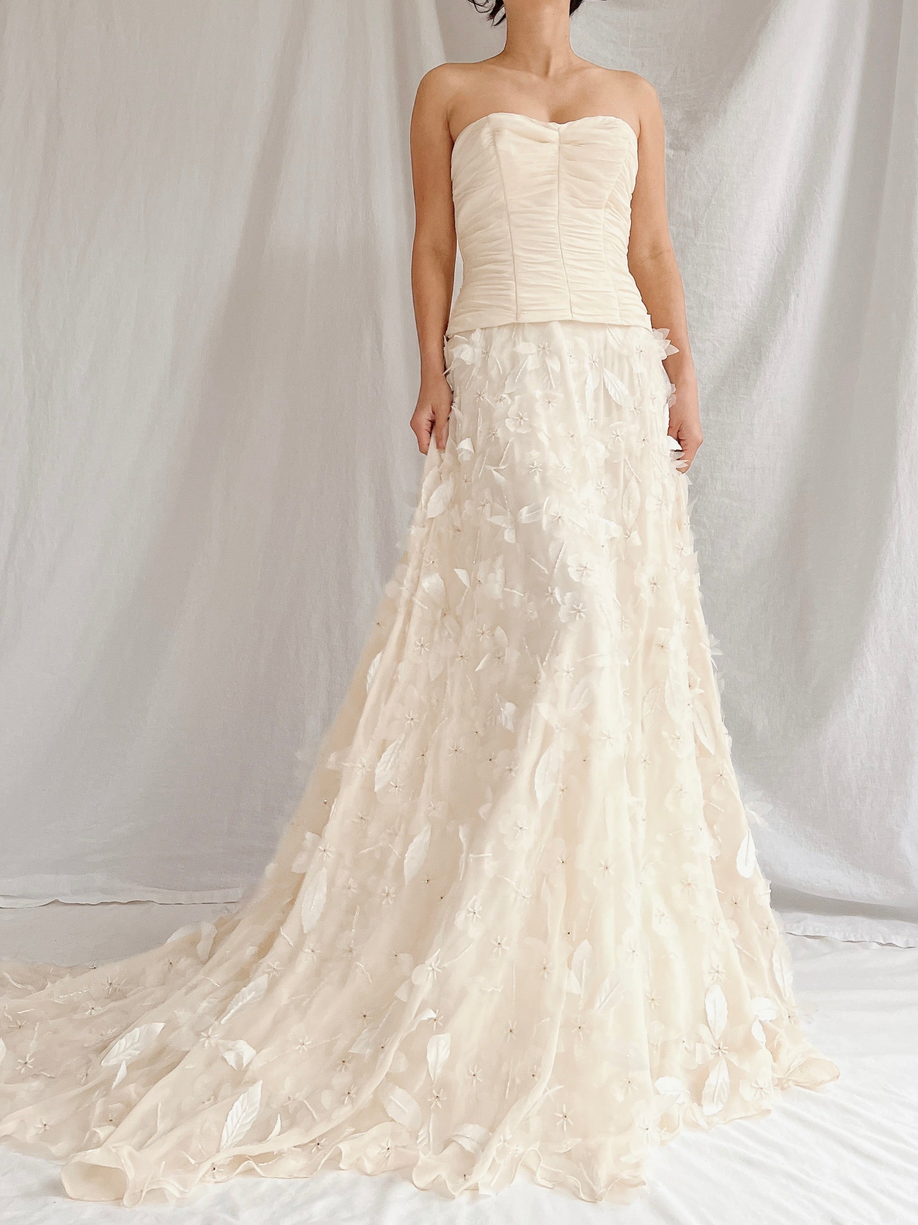 1990s Silk Floral Appliqué Gown - XS/2
