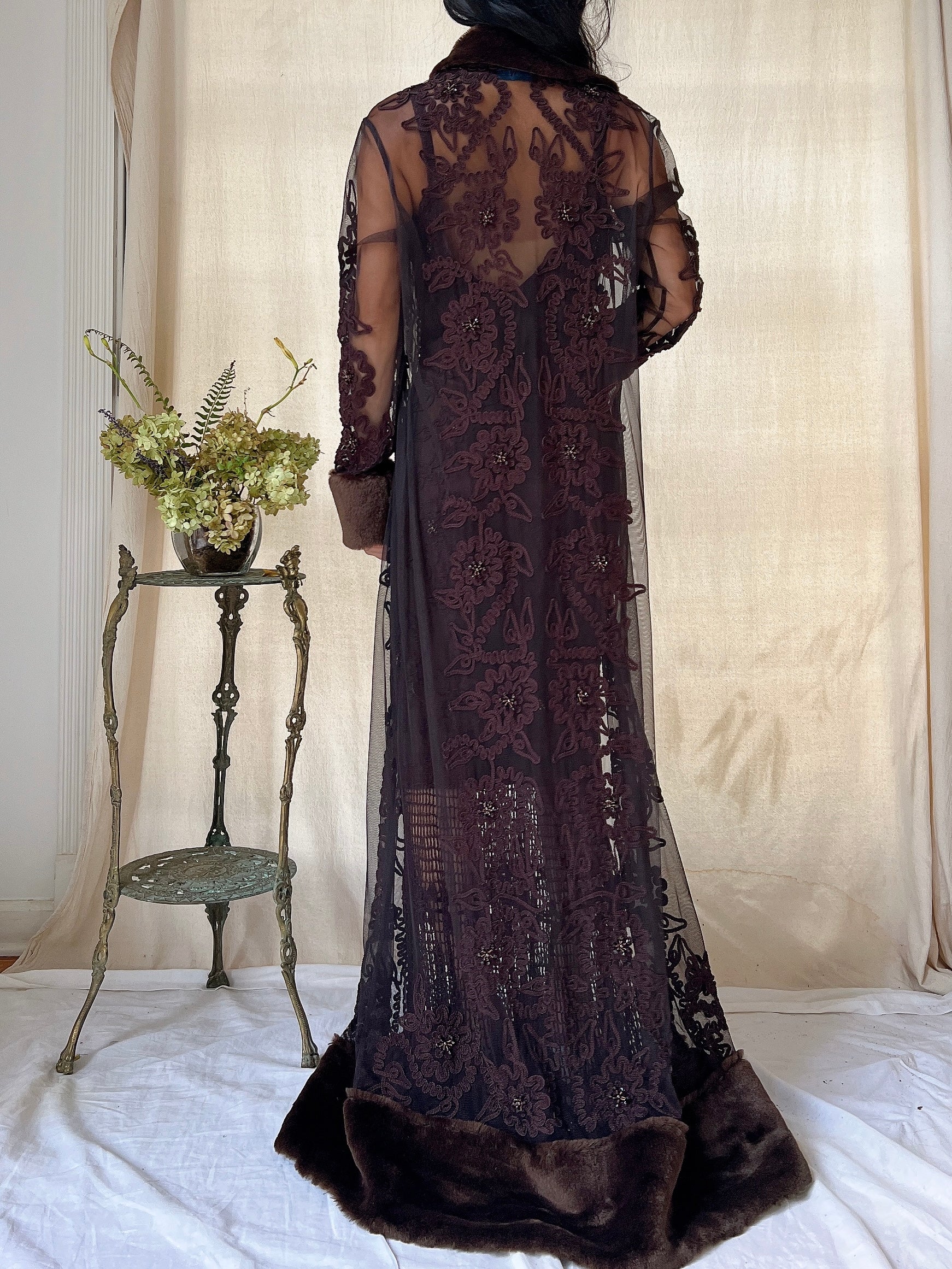 Vintage 2-Piece Chocolate Crochet Set - M