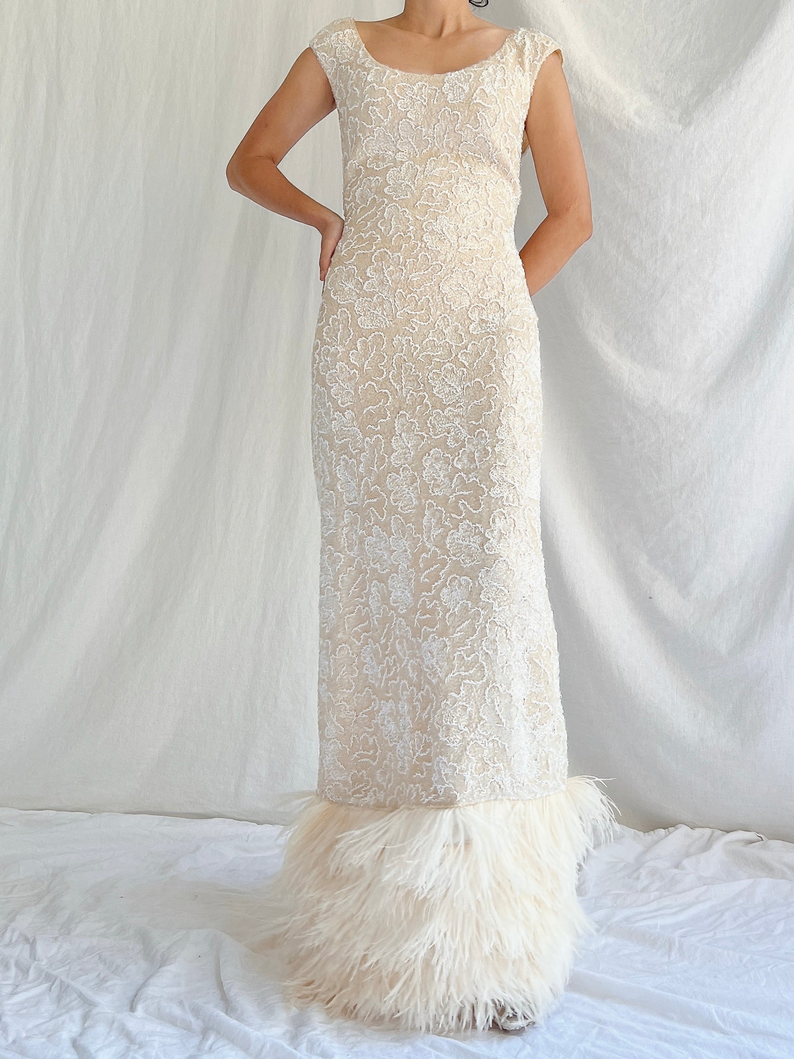 1960s Wool Sequins Gown - M