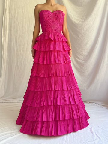 Vintage Saks 5th Ave Scalloped Silk Petal Dress - Size 4