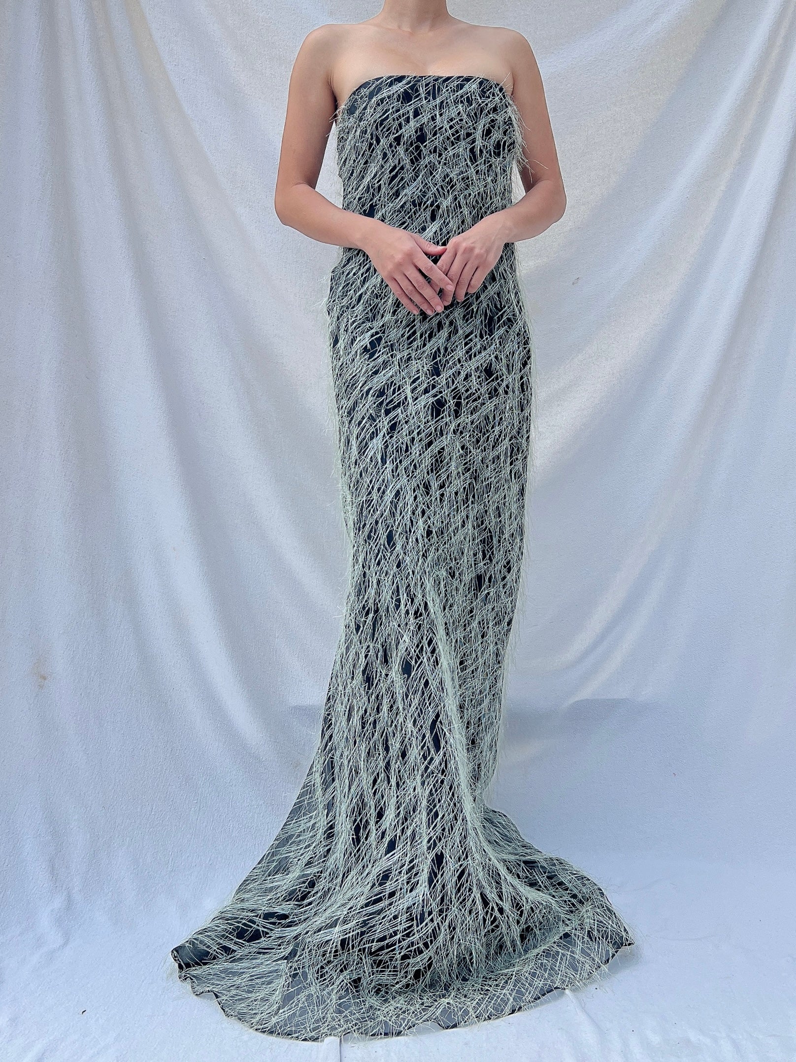 Vintage Ben de Lisi Fringe Gown - L