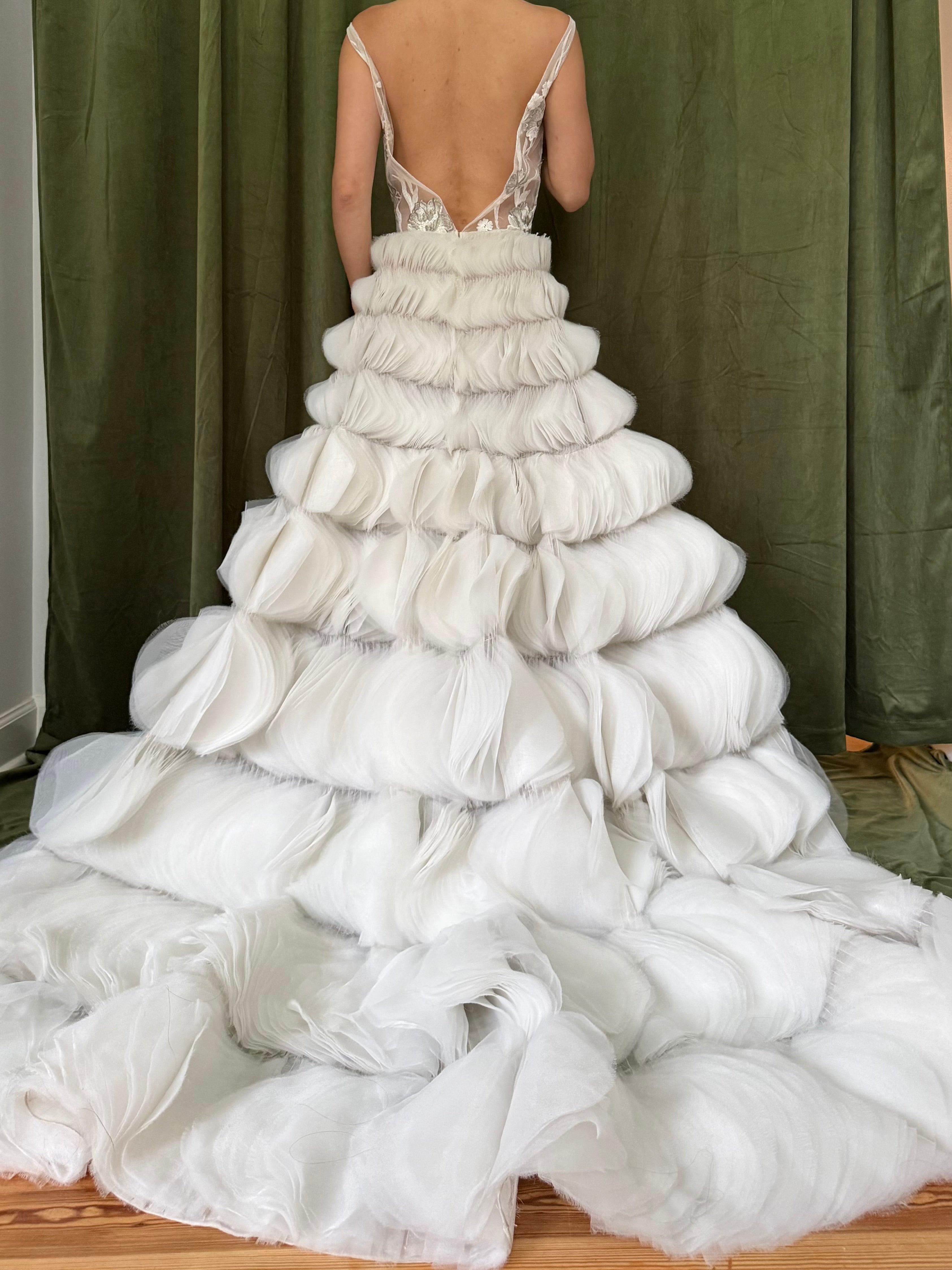 00 Lazaro Ruffled Petal Gown - XS/2