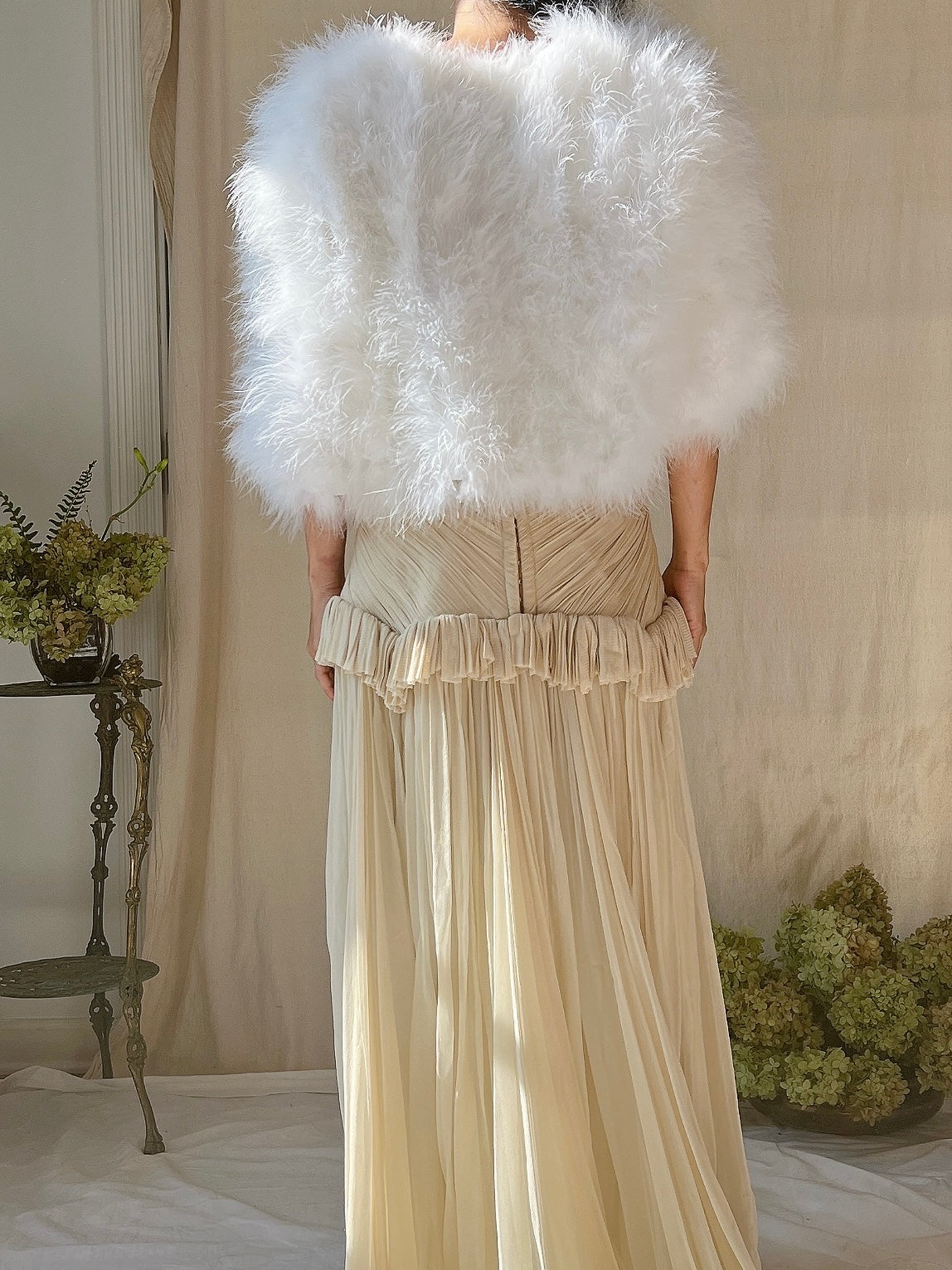 Vintage White Feather Jacket - S