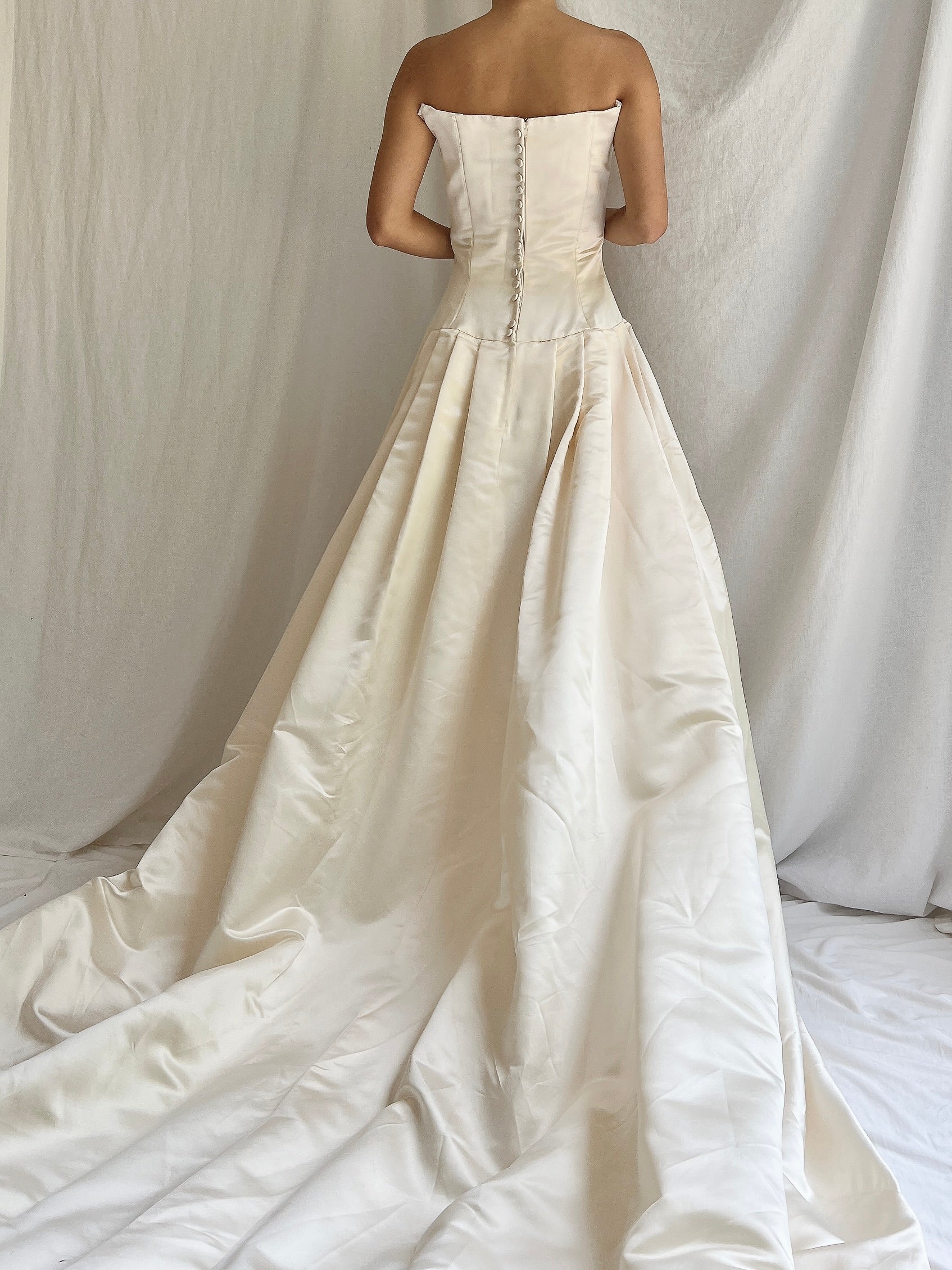 1990s Angelina Couture Silk Dropped Waist Gown - S/4