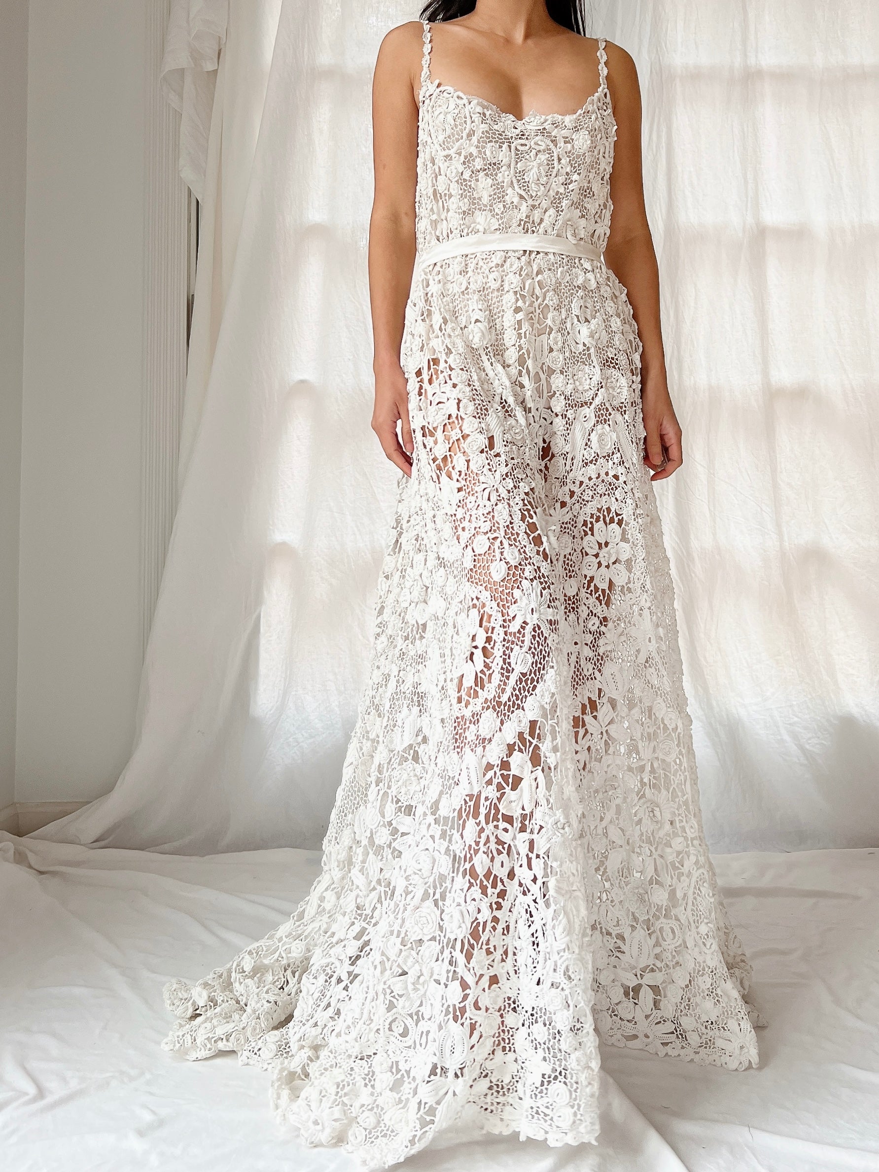 Antique Irish Crochet Dress - OSFM