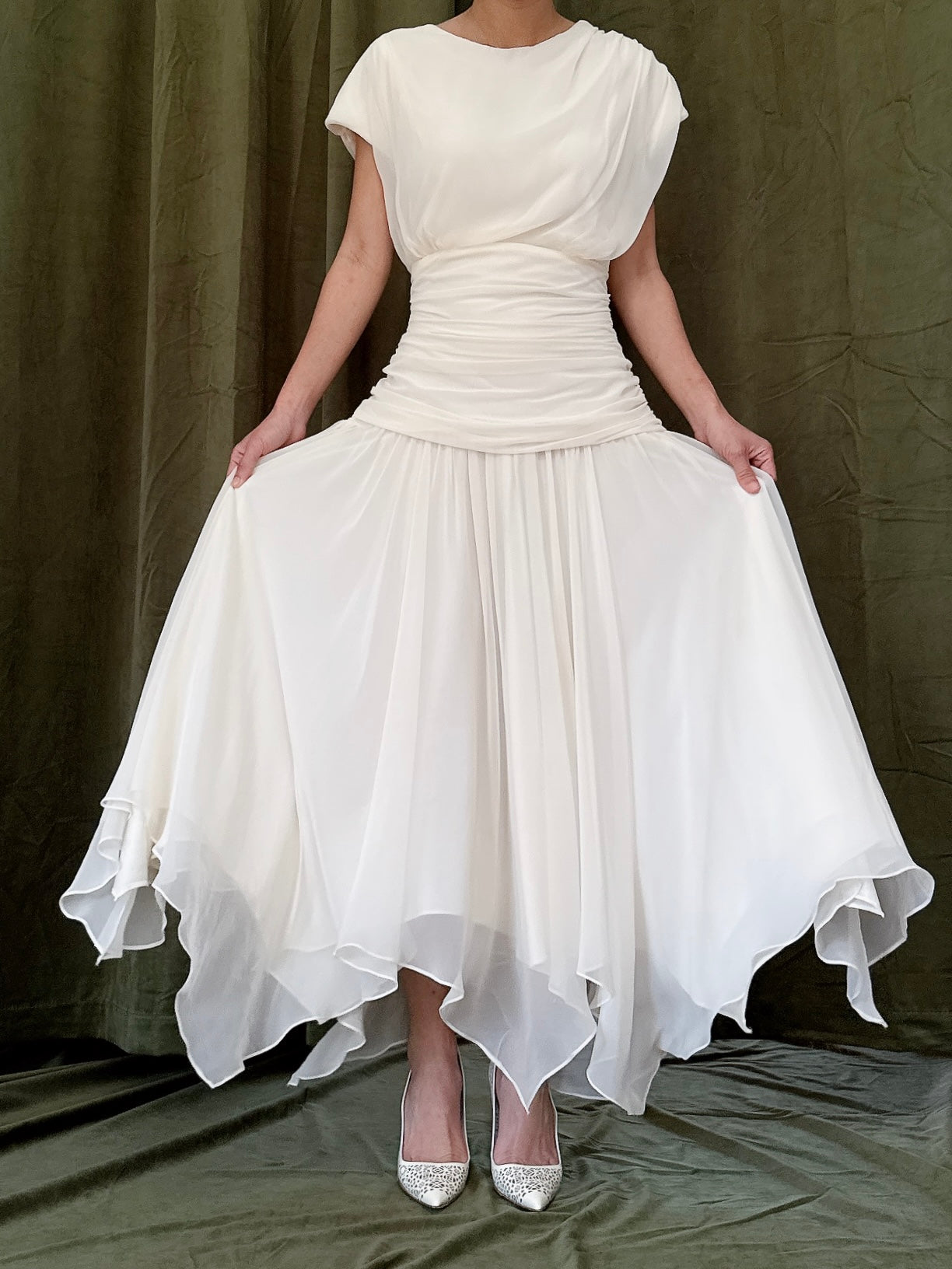 Vintage Handkerchief Hem Dress - S/M
