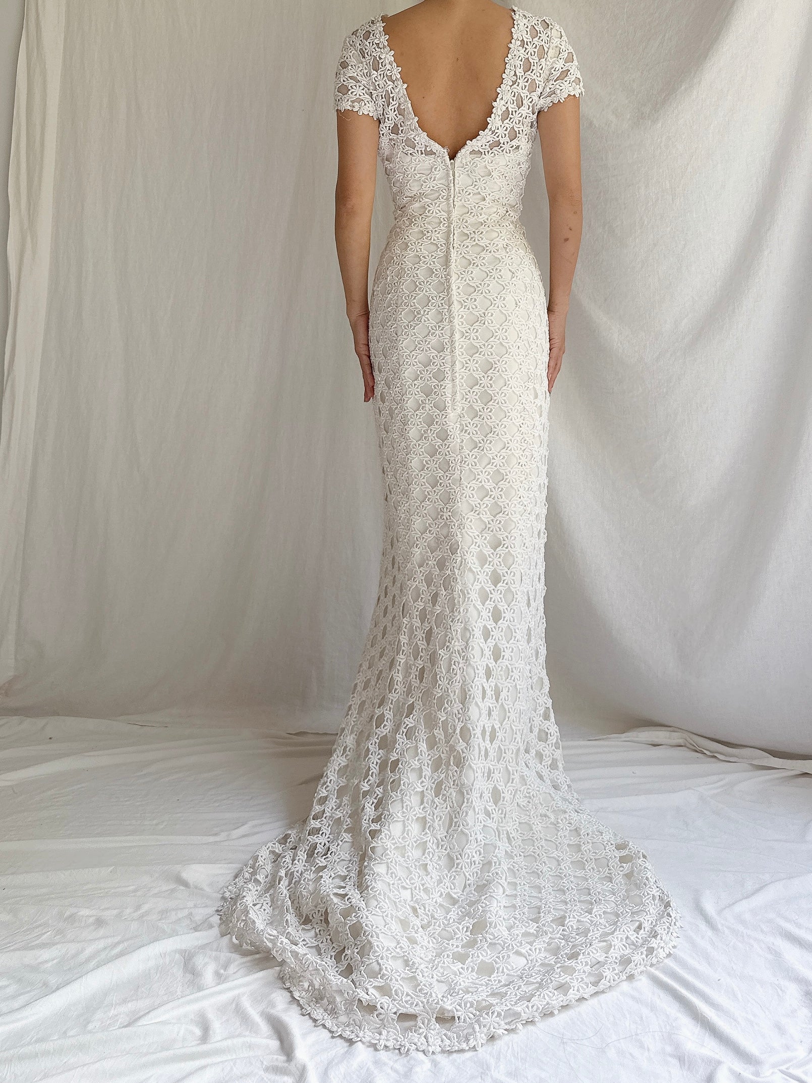 Vintage Lace Cutout Embroidered Gown - S