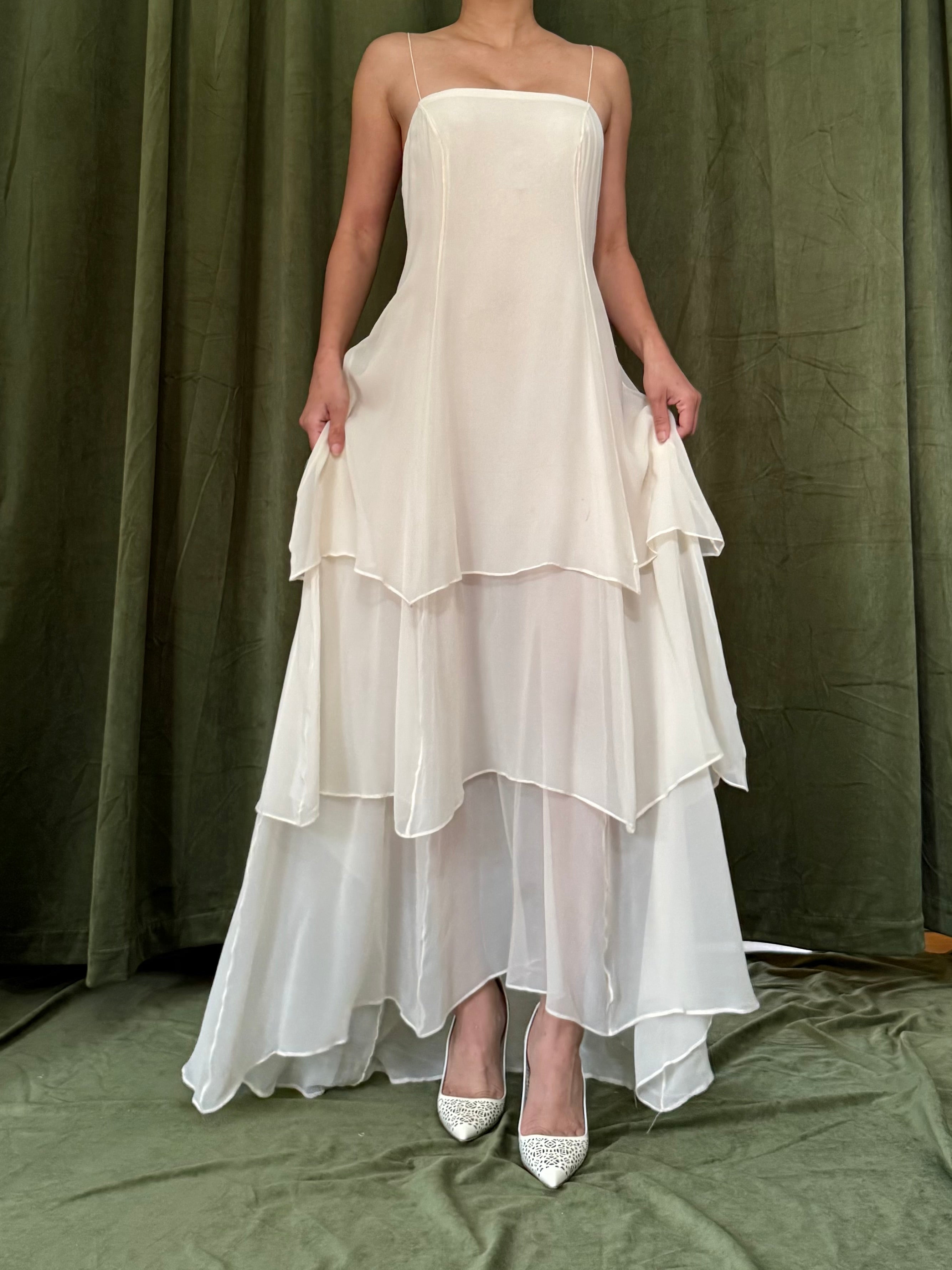 Vintage Naeem Khan silk chiffon tiered dress - M/6/8