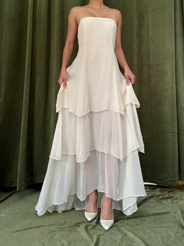 Vintage Naeem Khan silk chiffon tiered dress - M/6/8