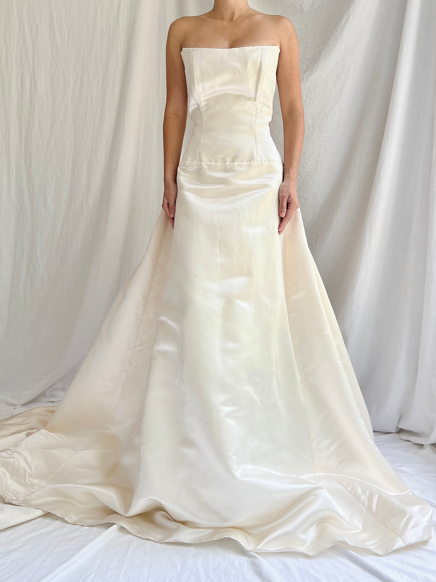 1990s Angelina Couture Silk Dropped Waist Gown - S/4