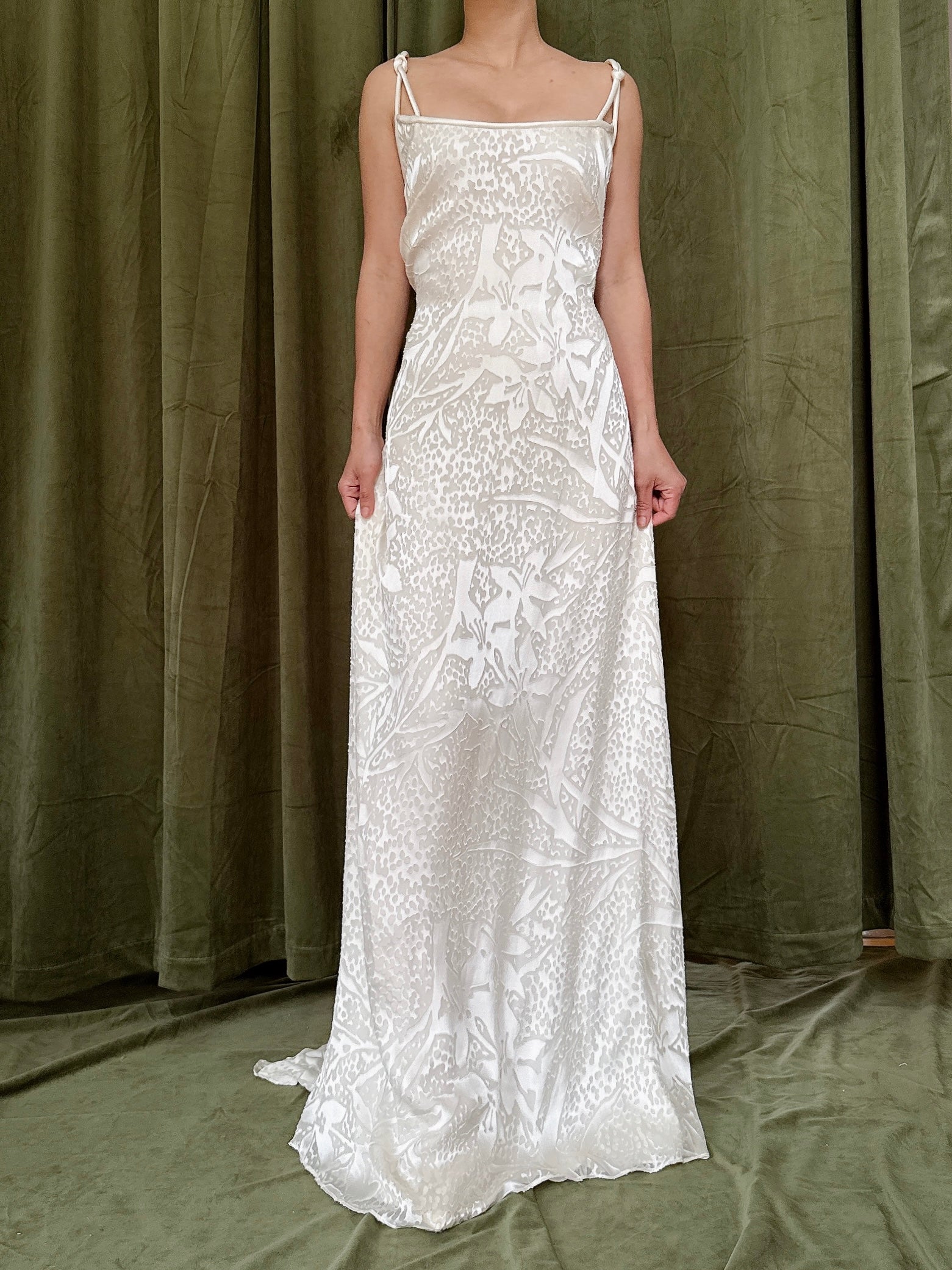 Vintage Silk Devore Patterned Gown - UK 18/L