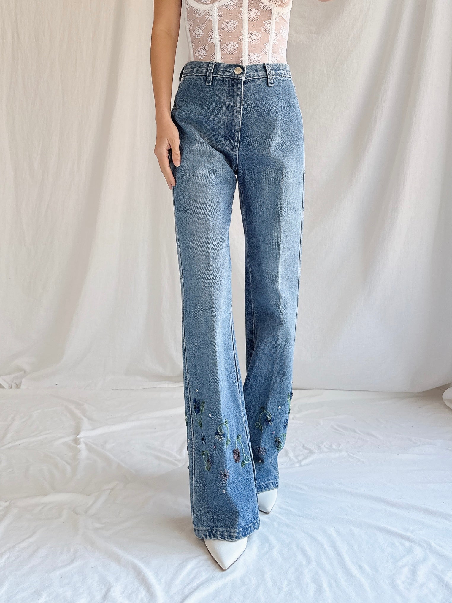Vintage Emanuel Ungaro Paris Beaded Denim - S/26