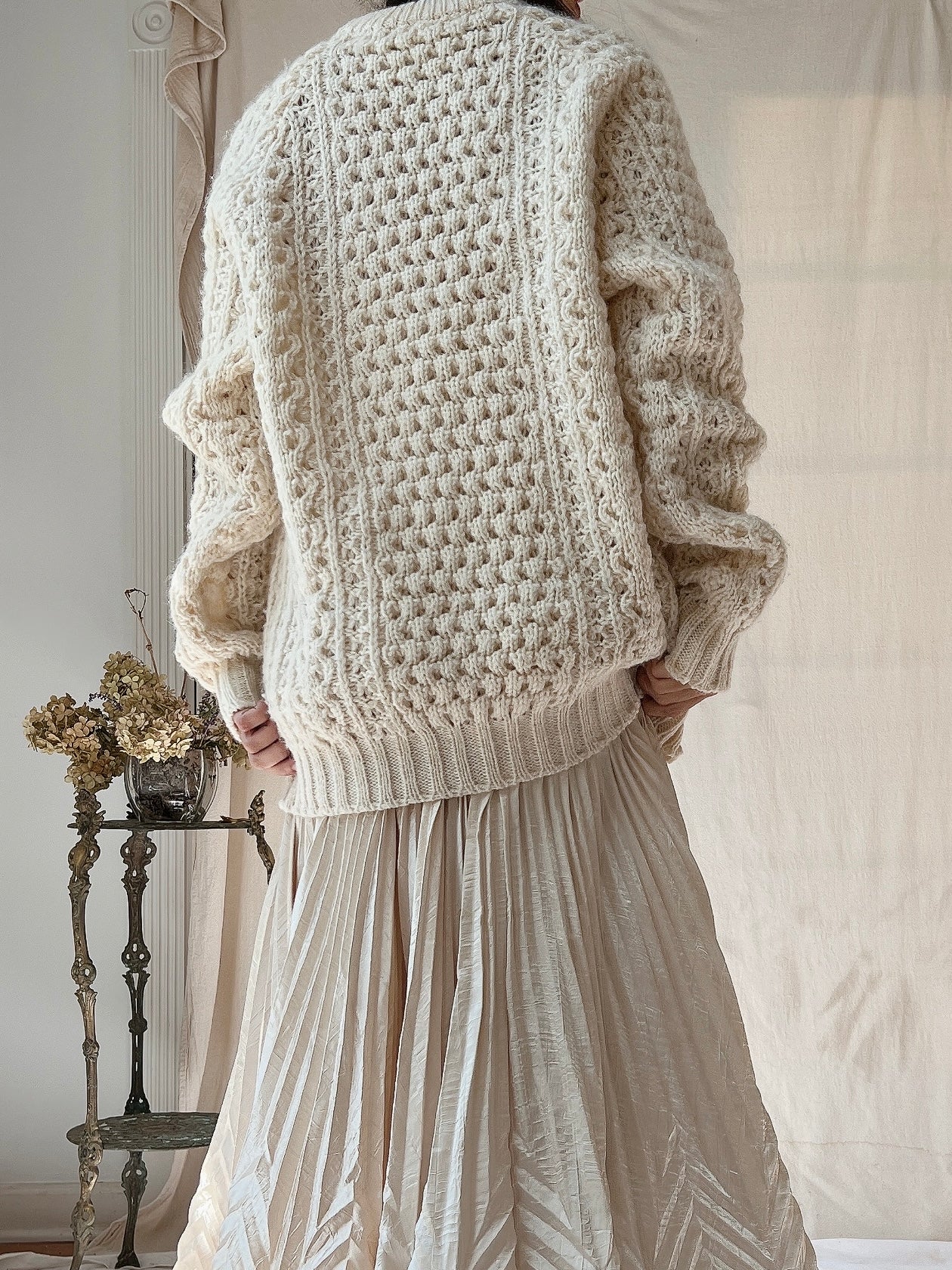 Vintage Irish Waffle Knit Pullover - L