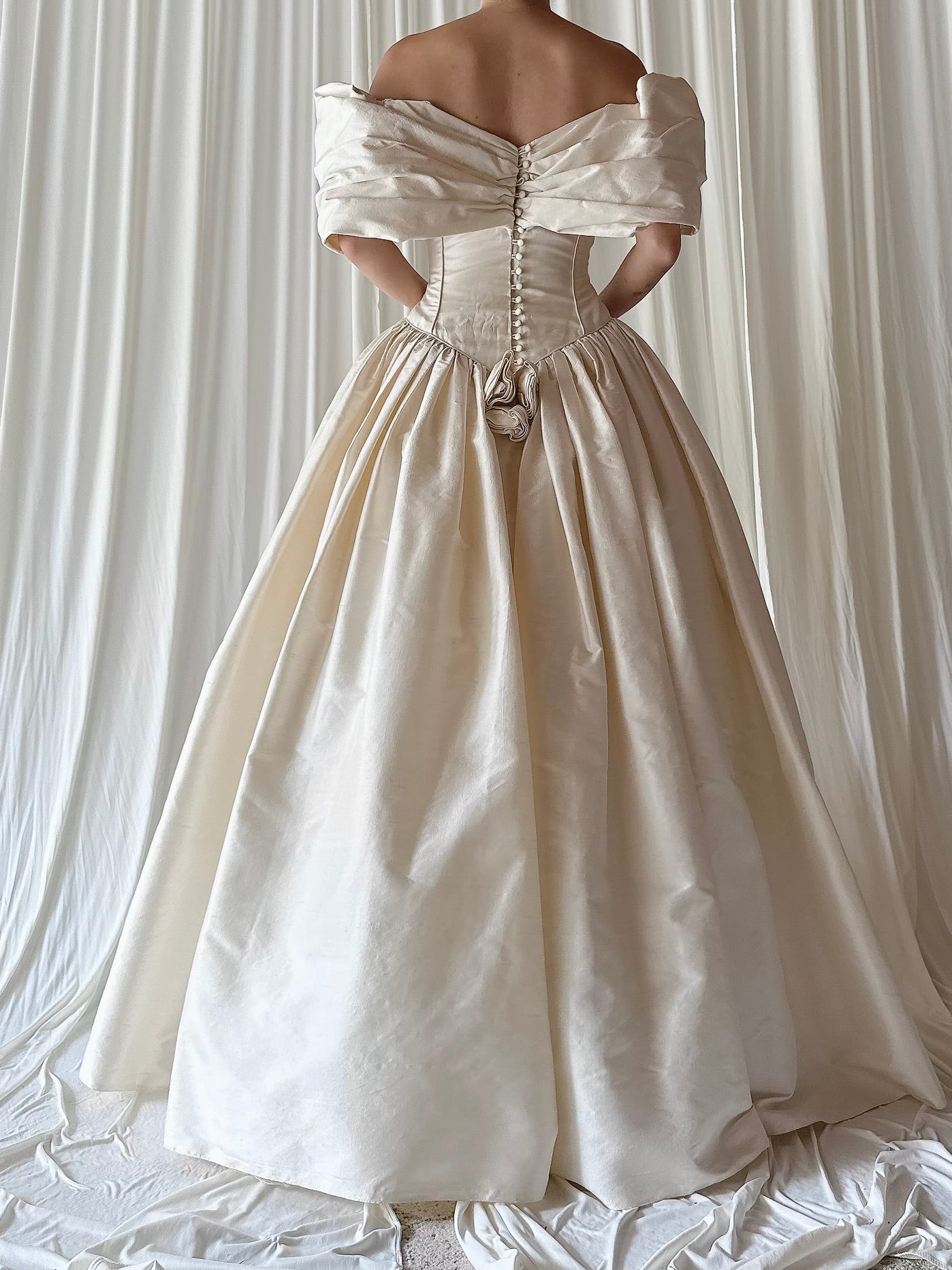 Vintage Silk Draped Neckline Dress - S