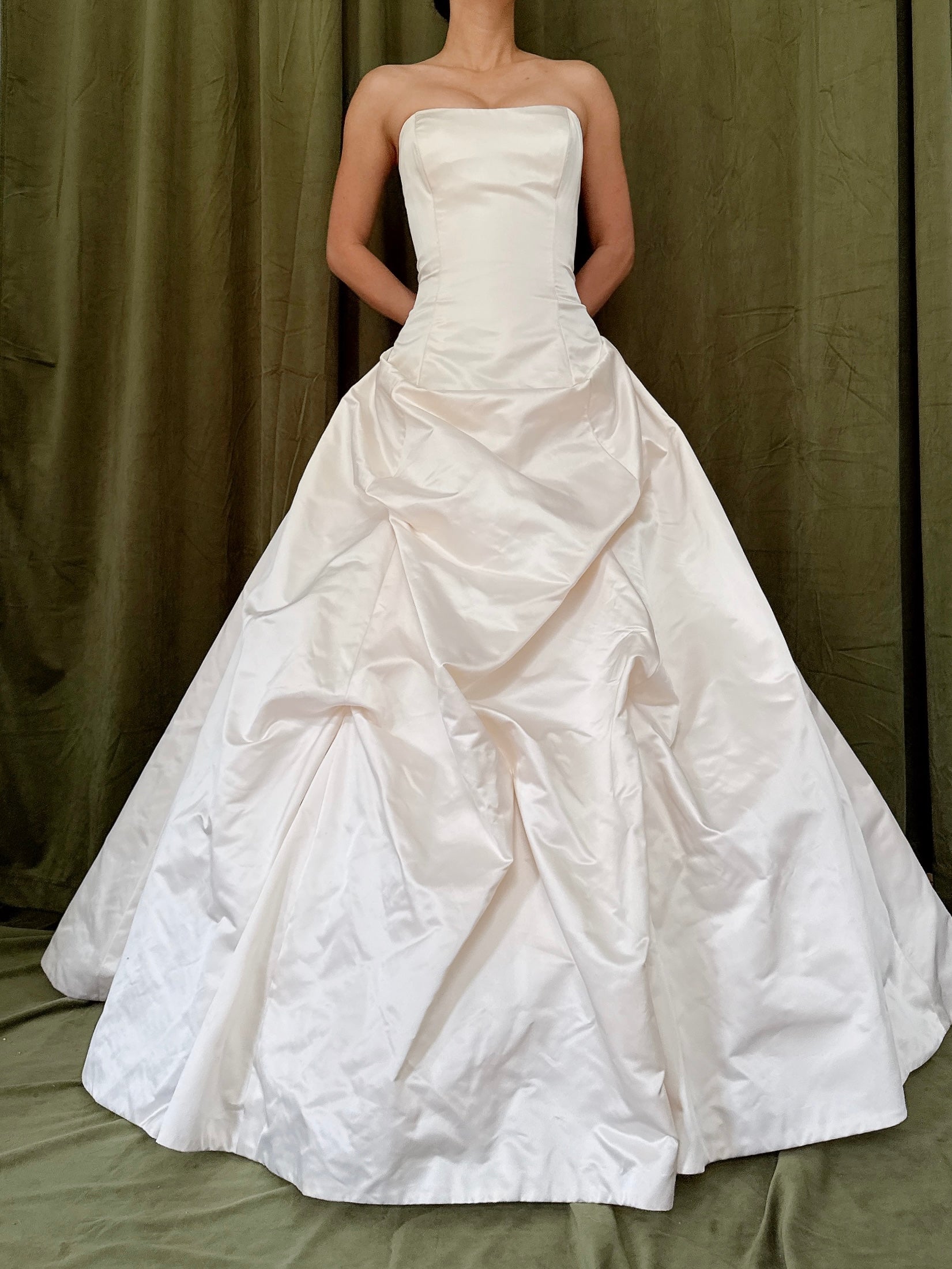 Vintage Satin Silk Strapless Gown - M/8