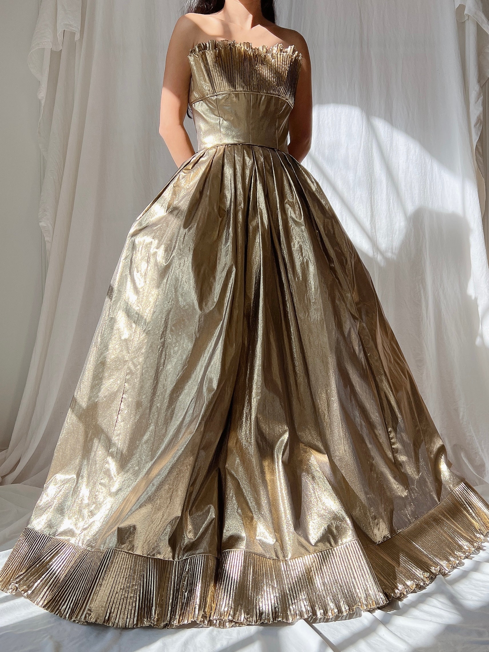 Vintage Victor Costa Gold Lurex Gown - S/6”